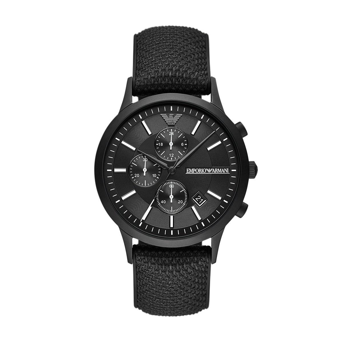 Emporio armani men's ion plated black shop bracelet watch