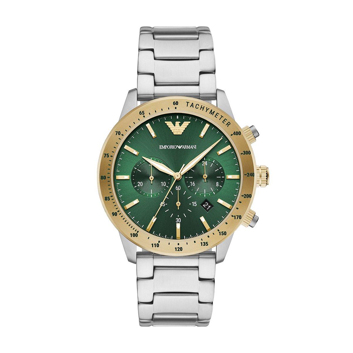Emporio Armani Mario Green Chronograph Men’s Quartz Watch AR11454 43 mm, Green Dial Beaverbrooks