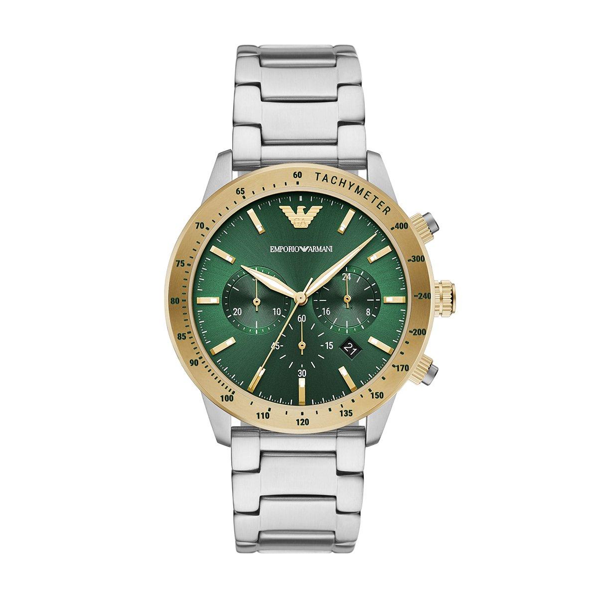 Emporio Armani Mario Green Chronograph Men s Quartz Watch AR11454 43 mm Green Dial Beaverbrooks