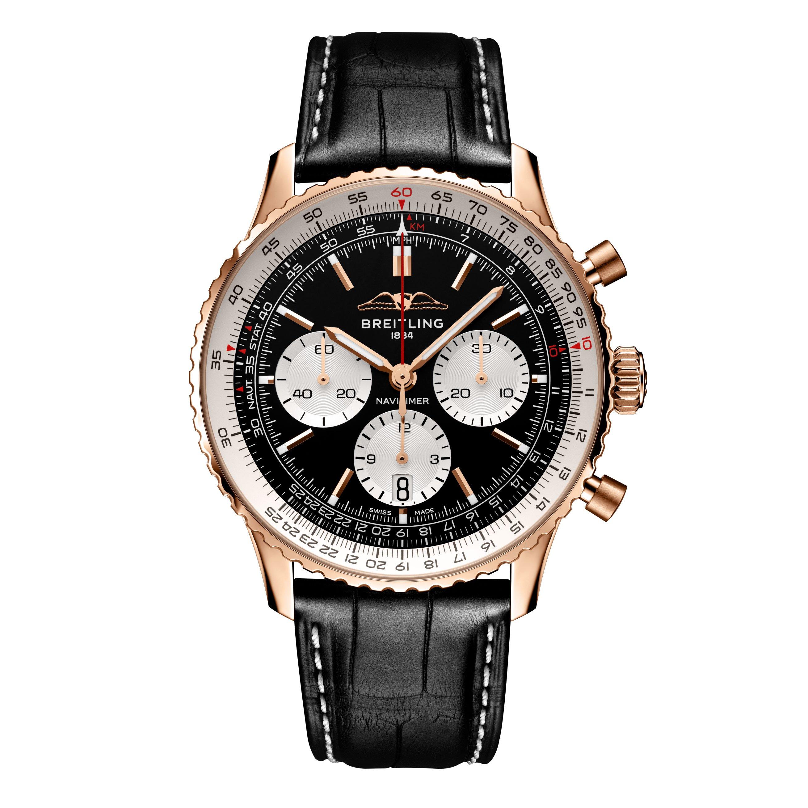 Breitling navitimer black leather strap sale