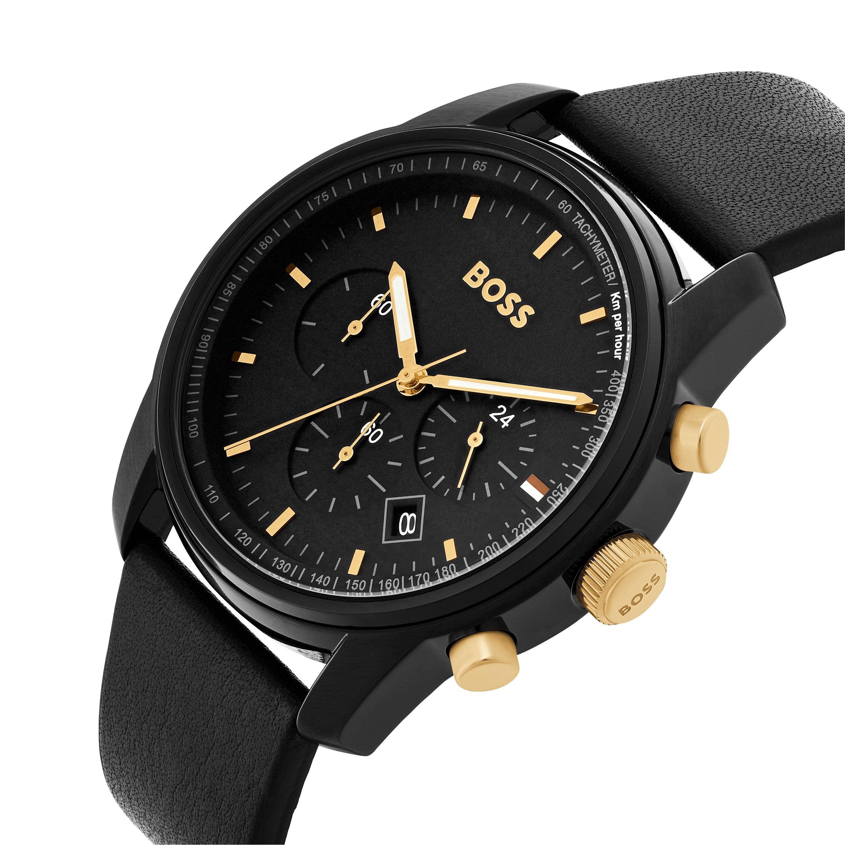 BOSS Trace Black Chronograph Quartz Men\'s Watch 1514003 | 44 mm, Black Dial  | Beaverbrooks