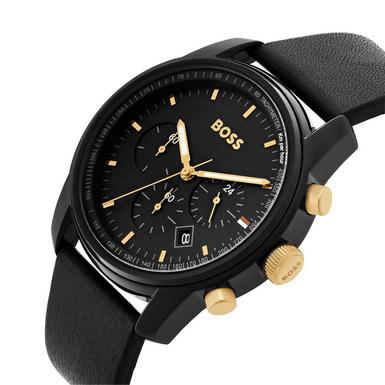 BOSS Trace Black Chronograph Quartz Men's Watch 1514003 | 44 mm, Black Dial  | Beaverbrooks