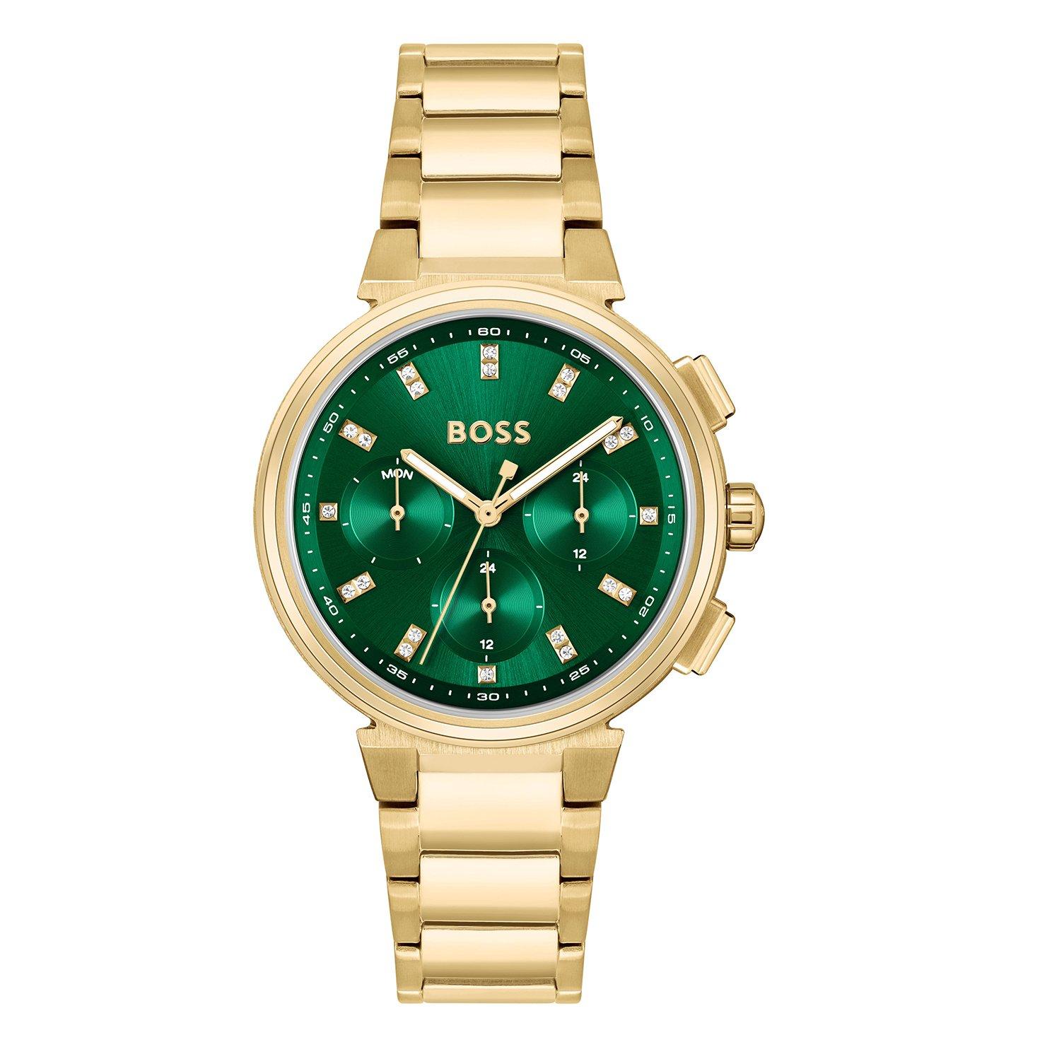 BOSS One 38mm Yellow Gold Tone Ladies Watch 1502679 38 mm Green Dial Beaverbrooks