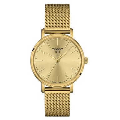 Tissot Everytime Yellow Gold Plated Champagne Quartz Ladies Watch