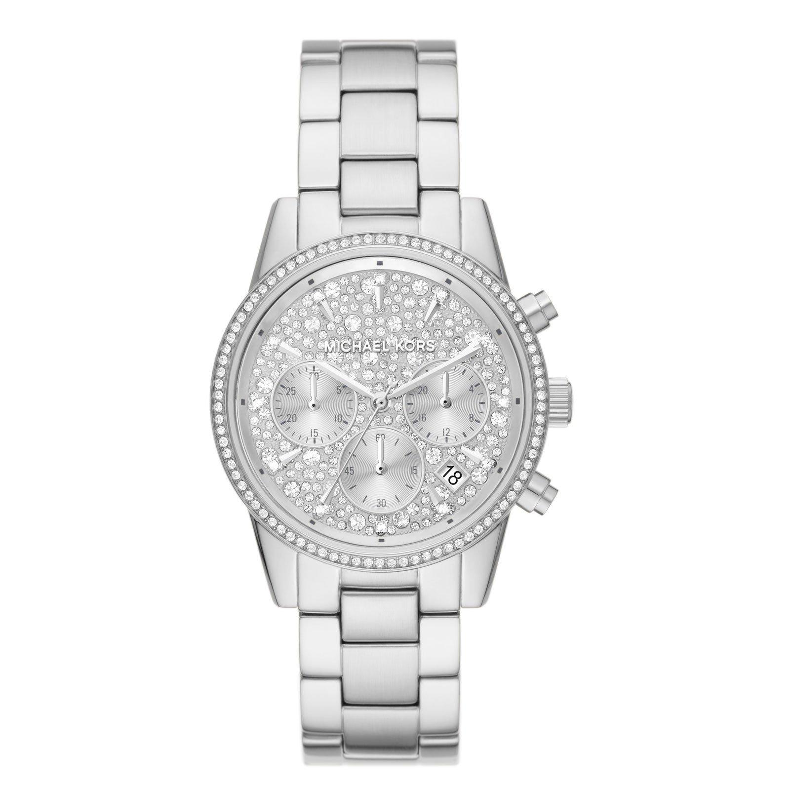 Michael kors deals silver crystal watch