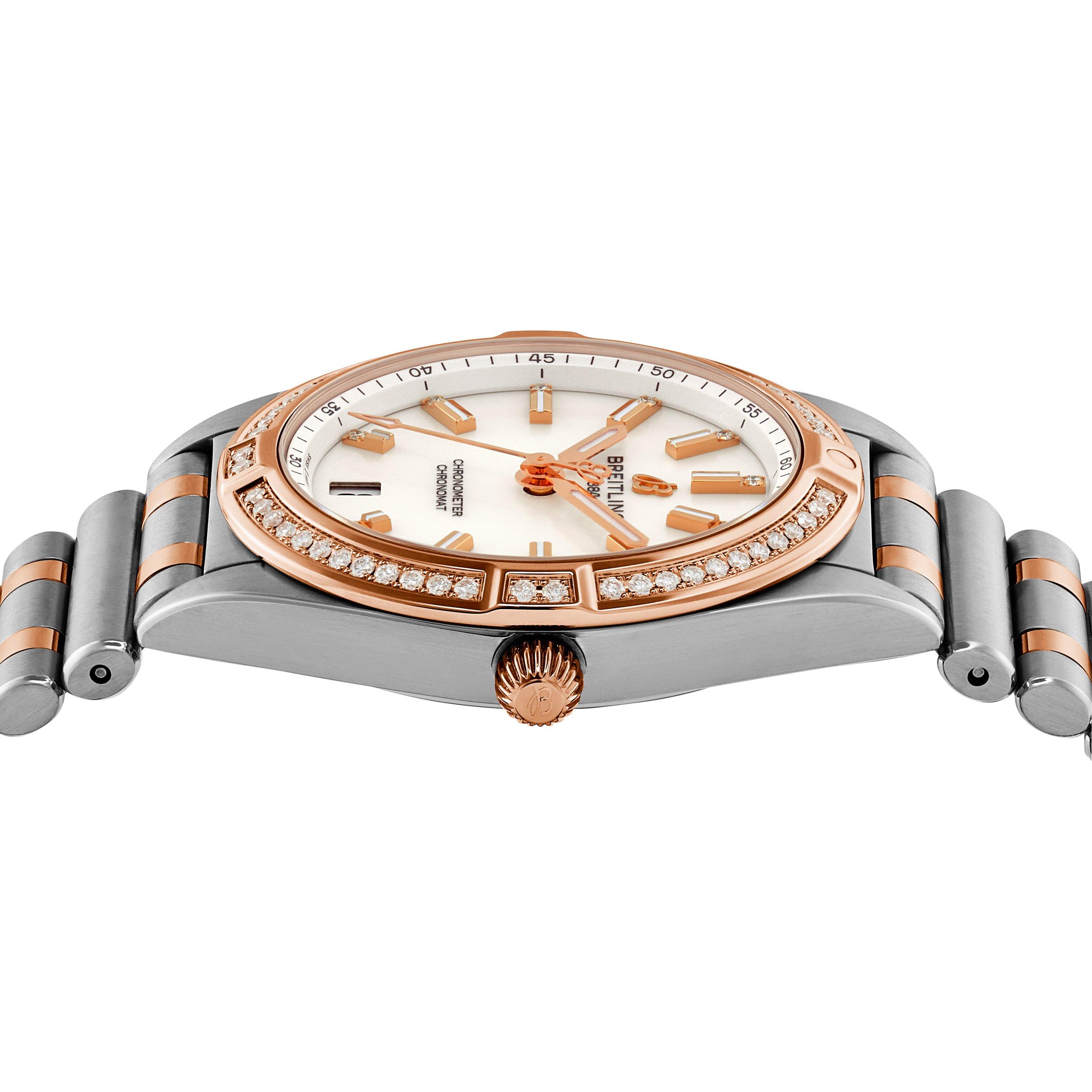 Breitling Chronomat 32mm Stainless Steel and 18ct Rose Gold Diamond Ladies Watch