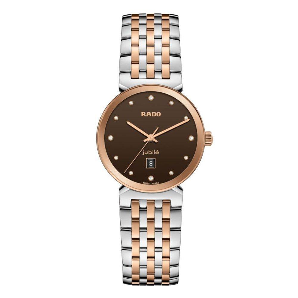 Rado Florence 30mm Stainless Steel and Rose Gold PVD Diamond Ladies Watch R48913763 30 mm Brown Dial Beaverbrooks