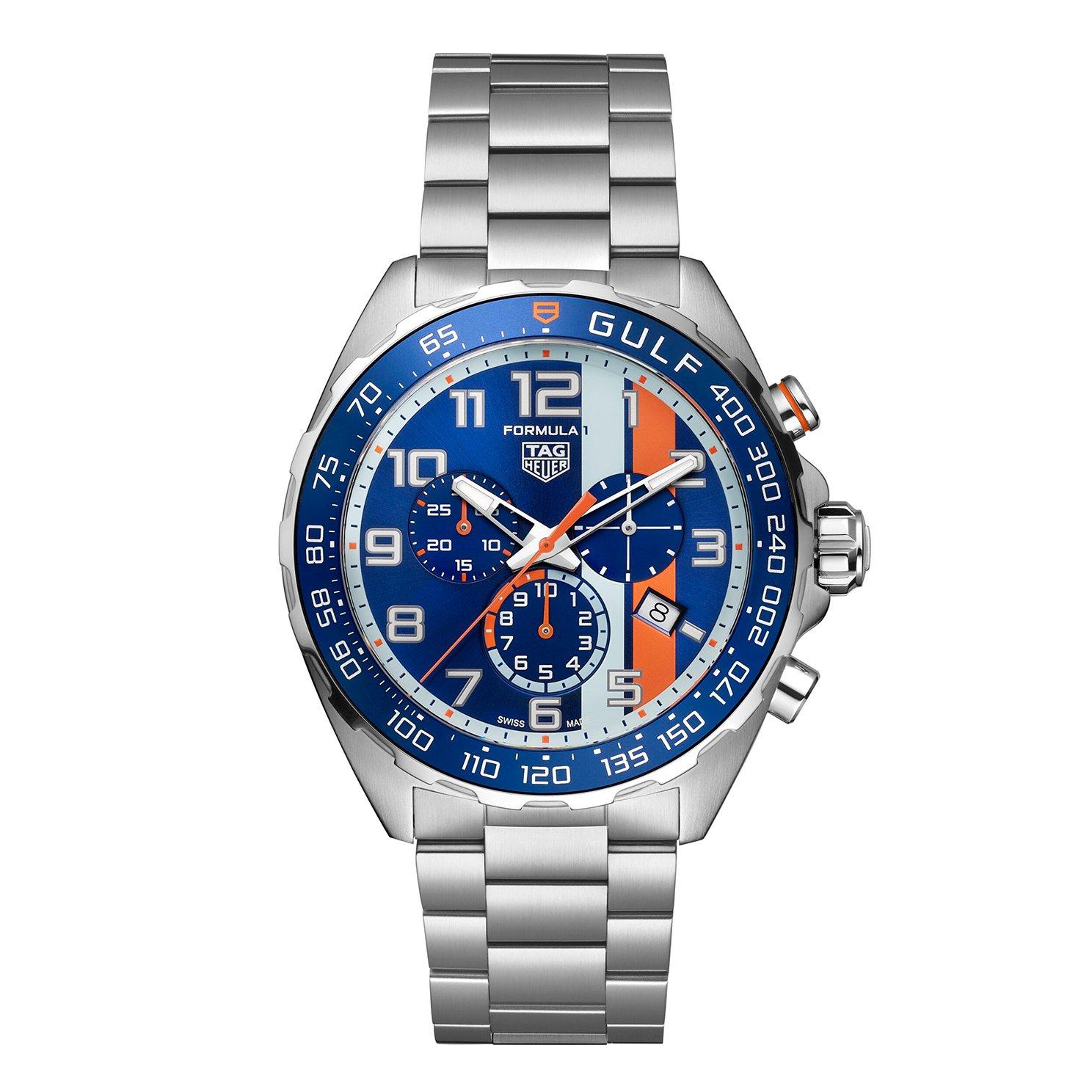 Tag heuer formula 1 gulf discount special edition 43mm mens watch