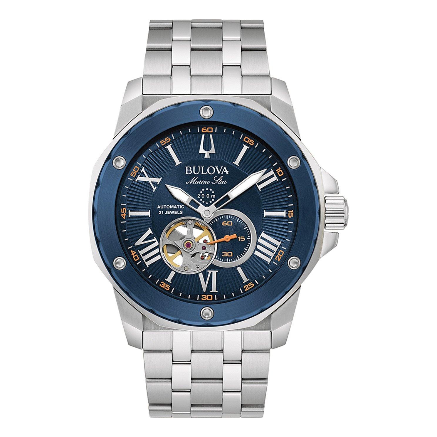 Bulova Marine Star Blue Automatic Men's Watch 98A302 | 45 mm, Blue Dial ...