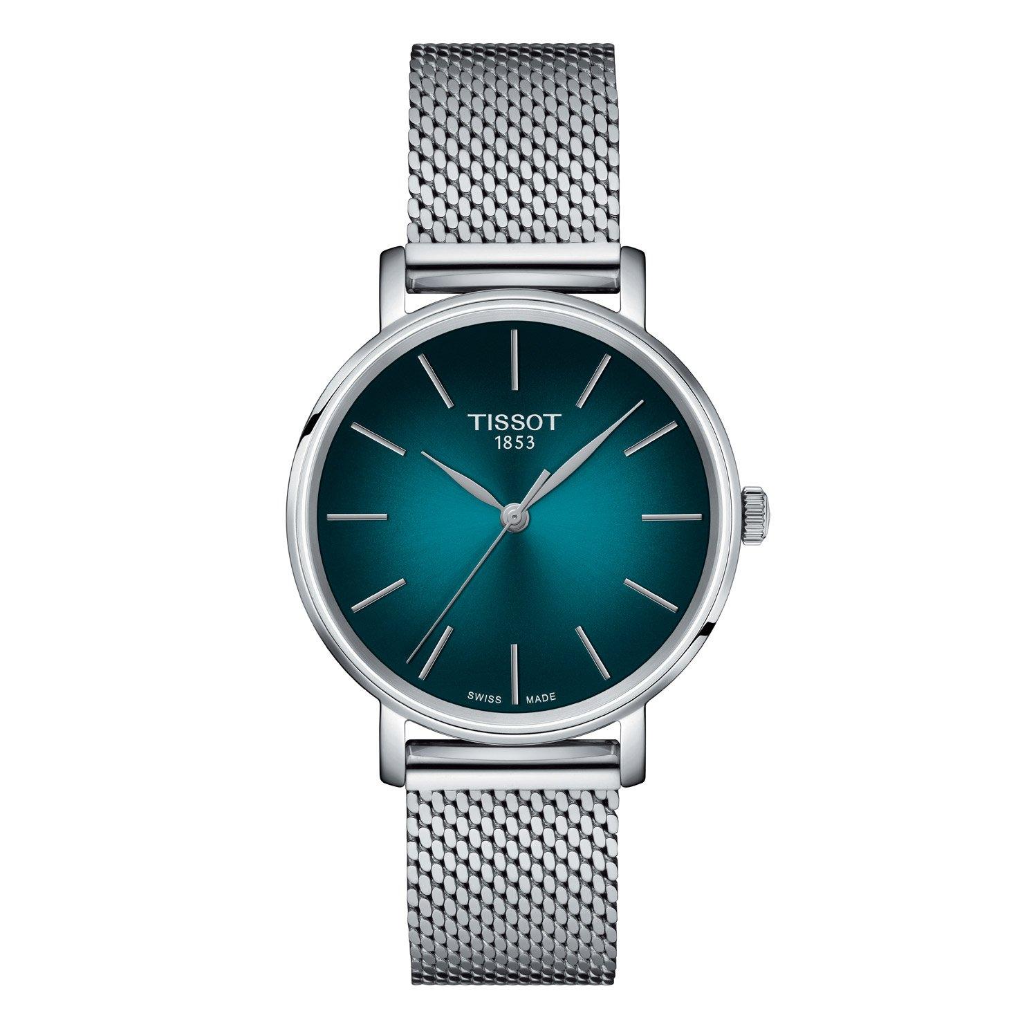 T Classic Stainless Steel Green Quartz Ladies Watch