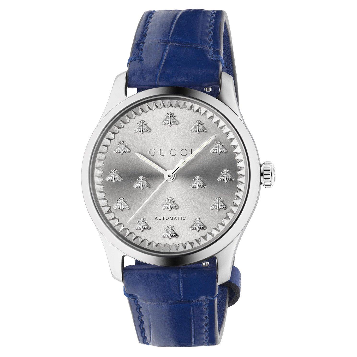 Gucci G-Timeless Leather Automatic Watch YA1264214 | 38 mm, Silver Dial ...
