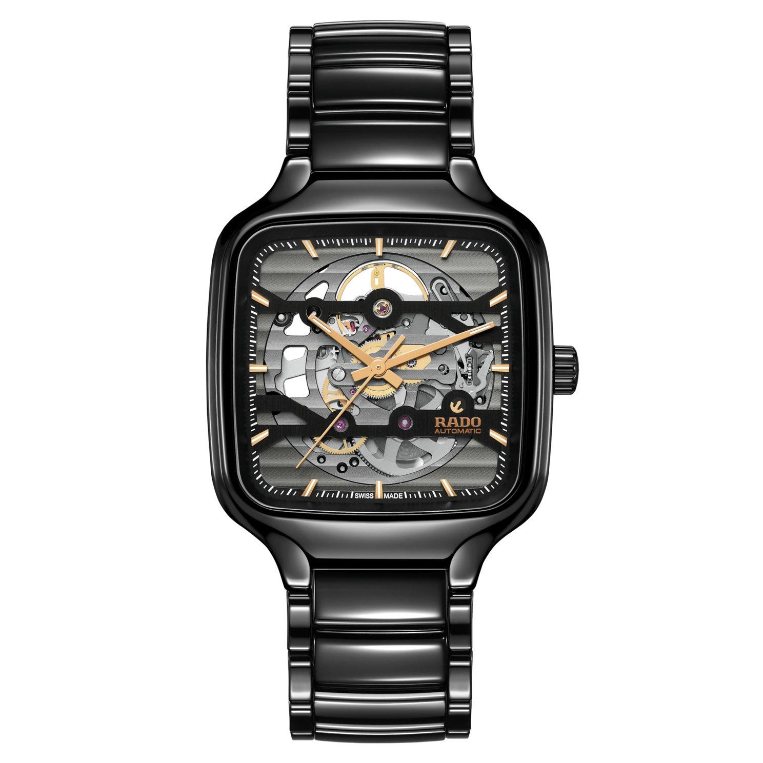 Rado True Square 38mm High-Tech Ceramic Skeleton Automatic Watch