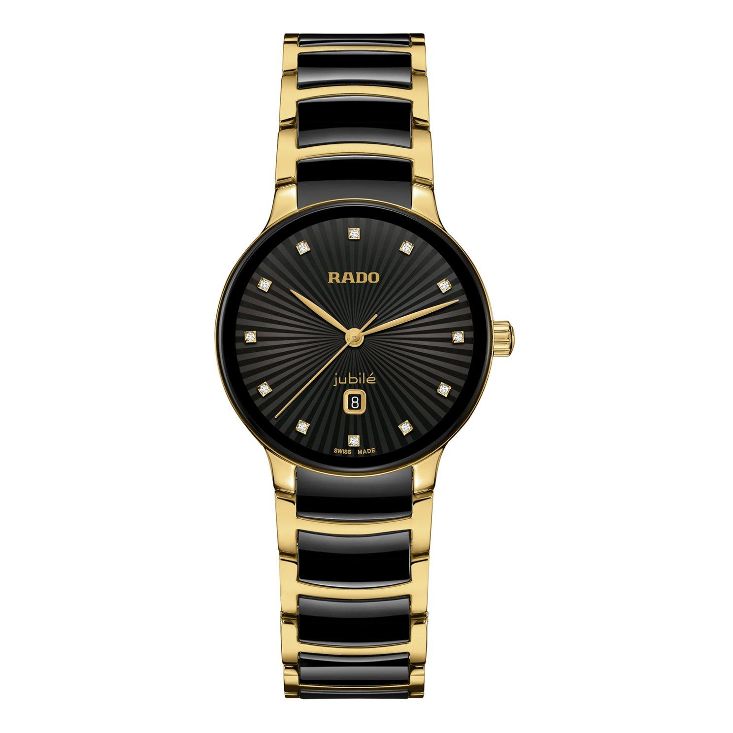 Rado Centrix Women's 30.5mm High-Tech Ceramic and Yellow Gold Pvd Diamond Watch R30025742