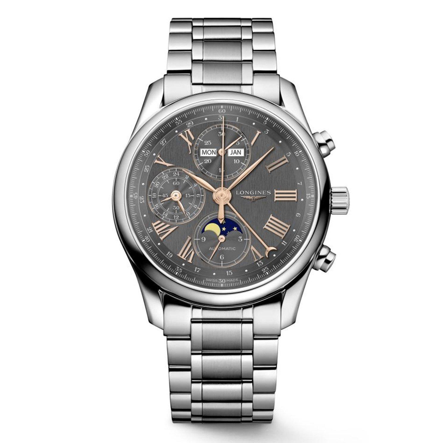 Longines Master Collection 40mm Chronograph Moonphase Automatic Men s Watch L26734616 40 mm Grey Dial Beaverbrooks