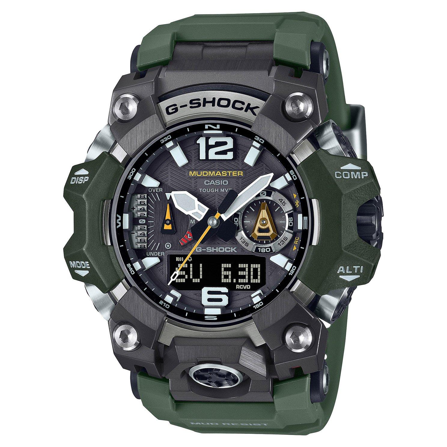 G Shock Mudmaster 58.7mm Green Resin Strap Solar Powered Men s Watch GWG B1000 3AER 58.7 mm Black Dial Beaverbrooks