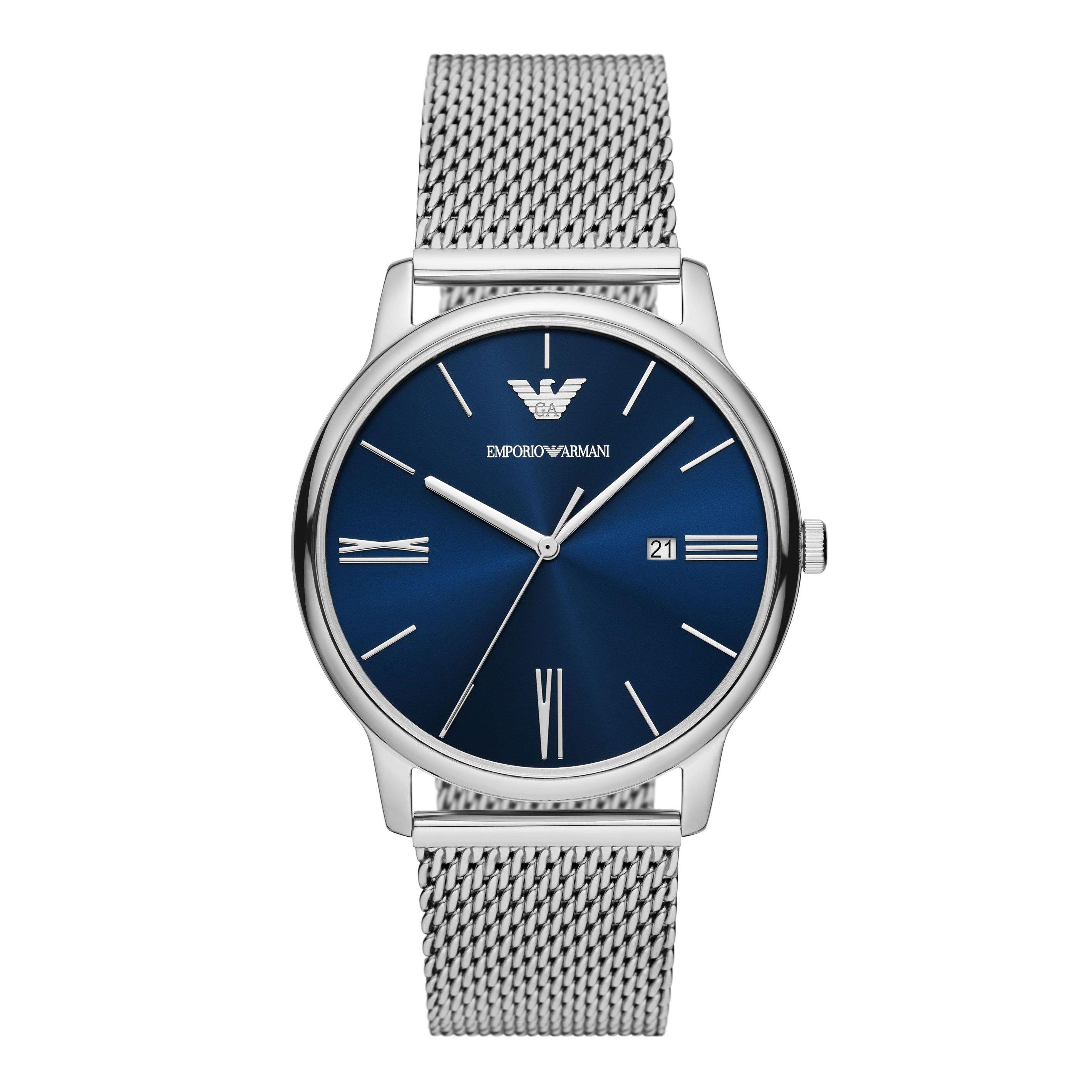 Blue and silver armani watch new arrivals