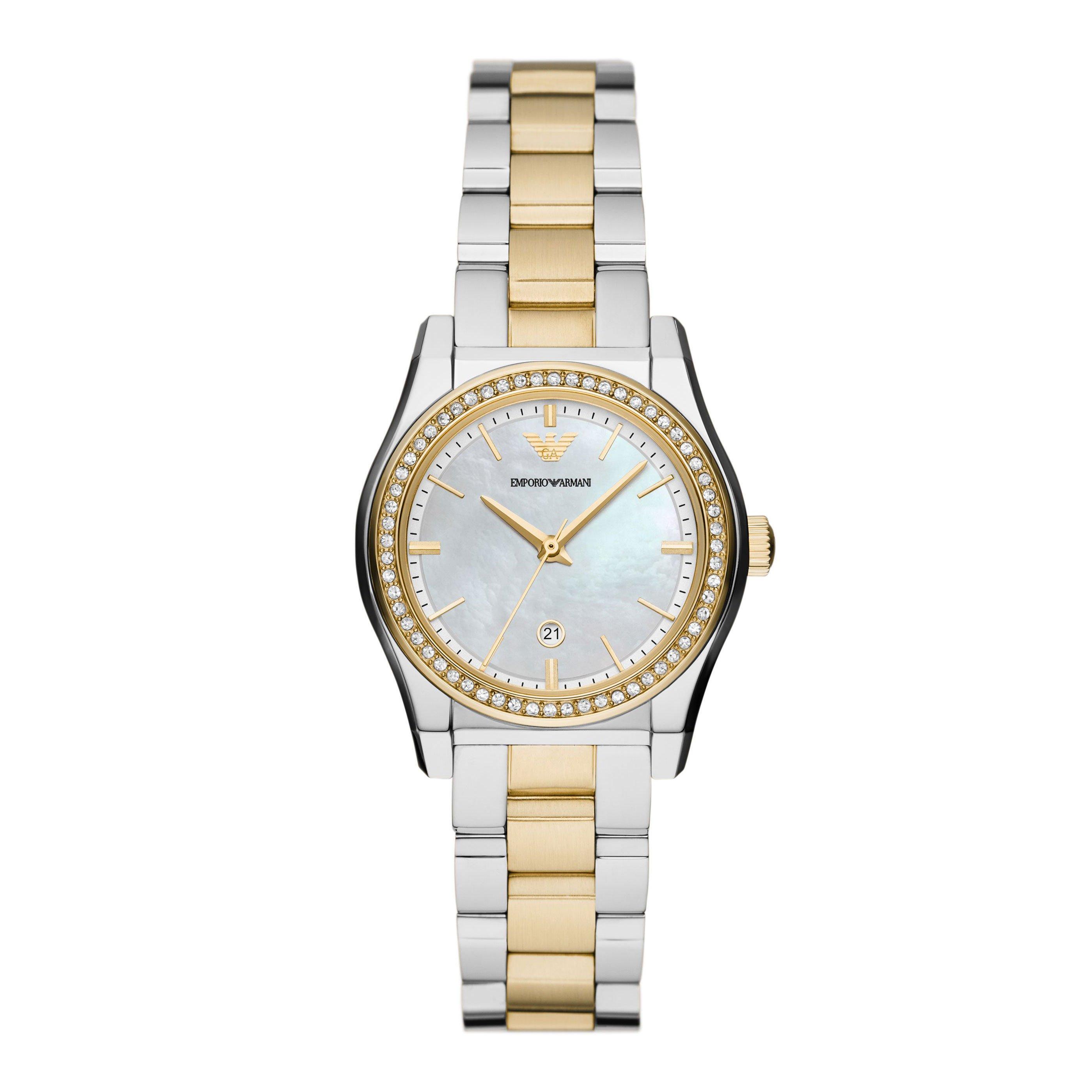 Emporio Armani Federica Gold Tone Mother of Pearl Quartz Ladies