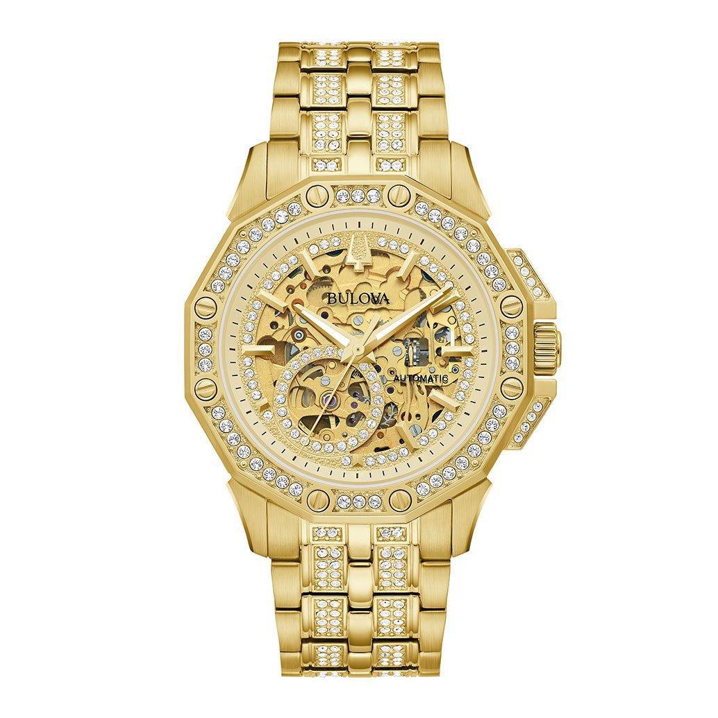 Bulova Octava 42mm Yellow Gold Plated Crystal Automatic Men's