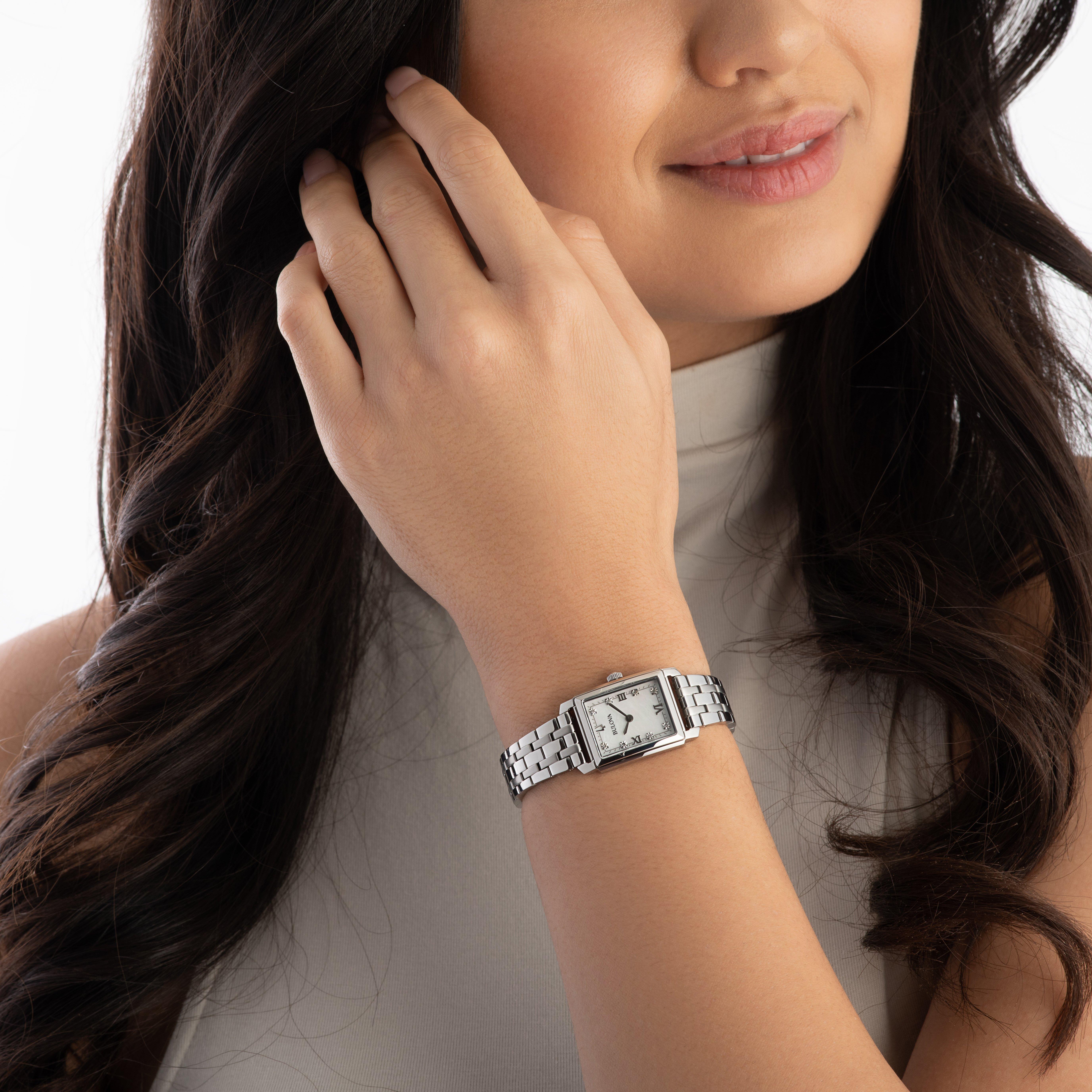 Bulova Sutton 21mm Diamond Ladies Watch 96P244 Mother of Pearl