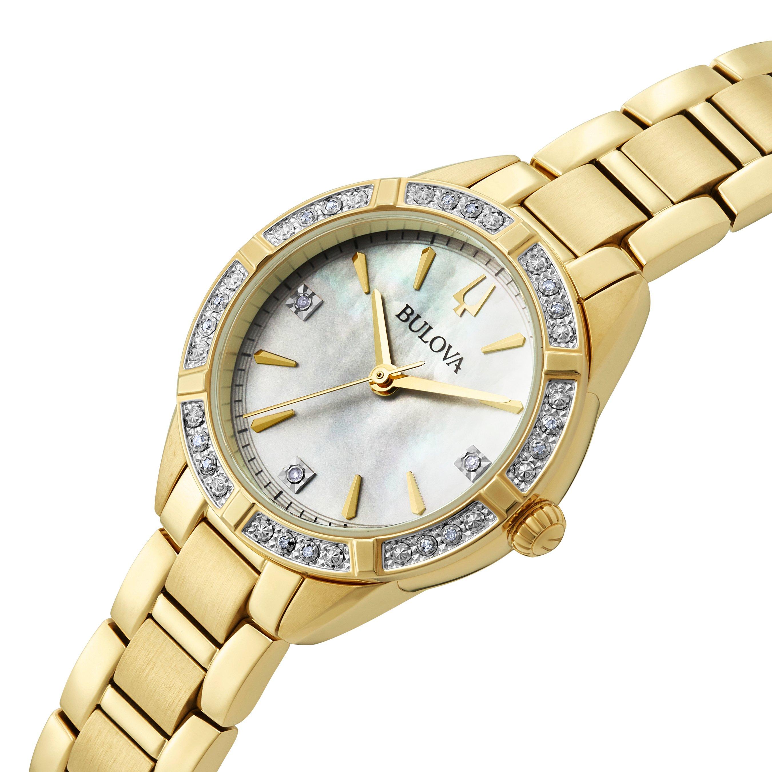 Sutton Gold Tone Mother of Pearl Diamond Quartz Ladies Watch