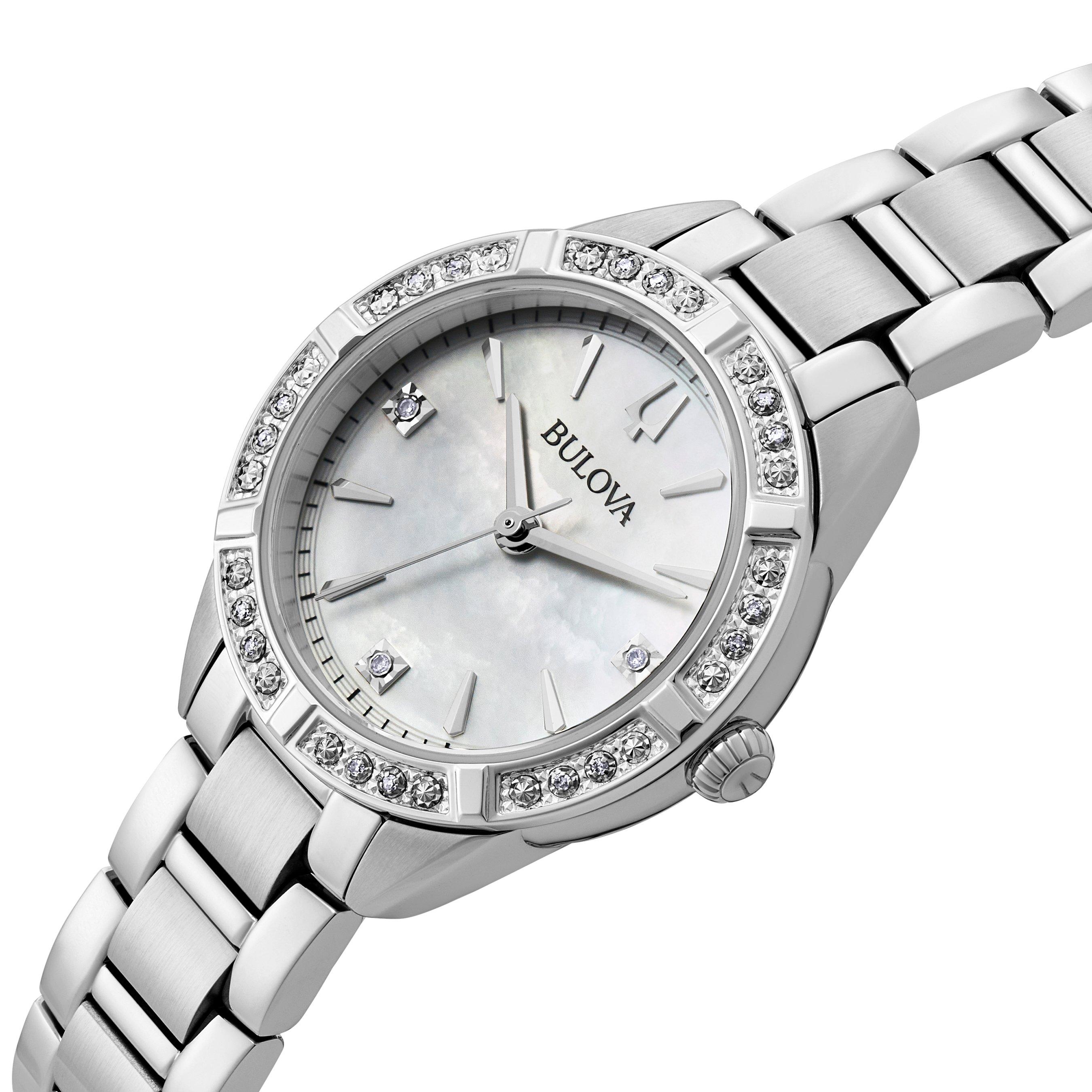 Bulova Sutton Mother of Pearl Diamond Quartz Ladies Watch 96R253 | 28 ...