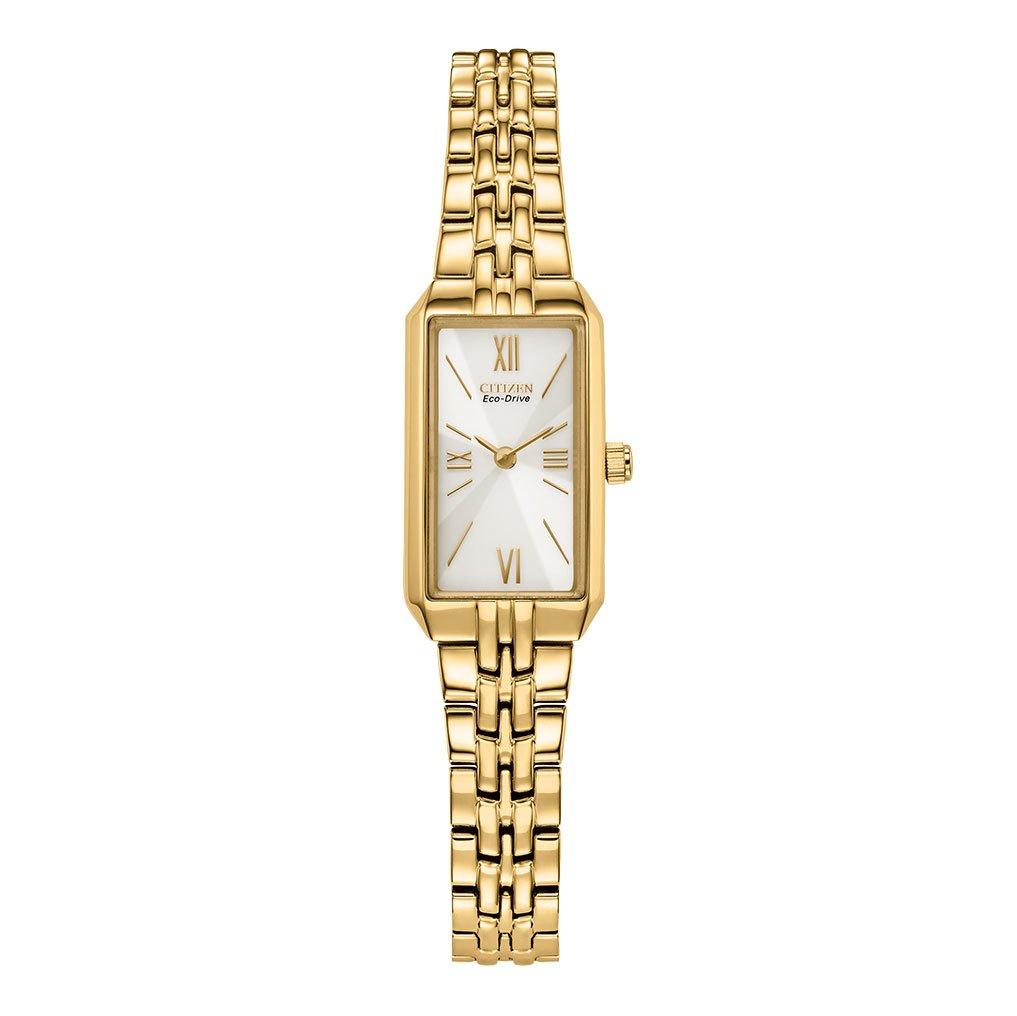 Silhouette Gold Tone Eco Drive Ladies Watch