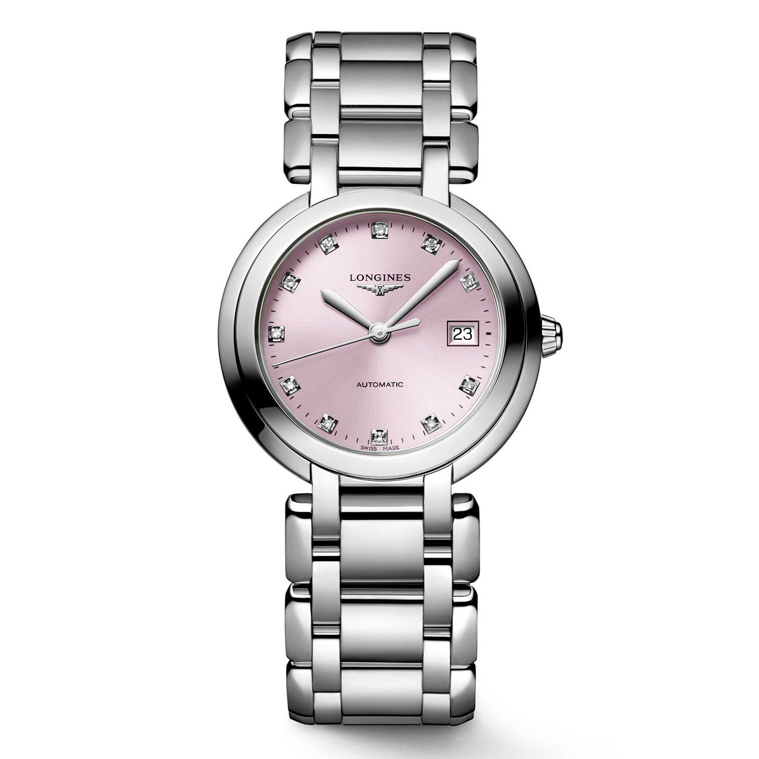 Longines Primaluna Stainless Steel Pink Automatic Ladies Watch ...