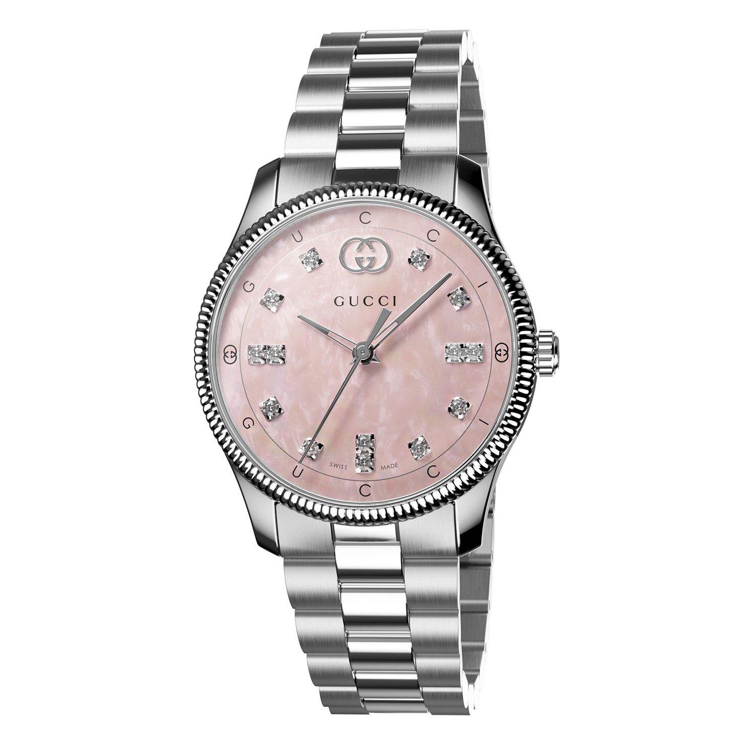 Gucci G-Timeless Stainless Steel Diamond Quartz Ladies Watch