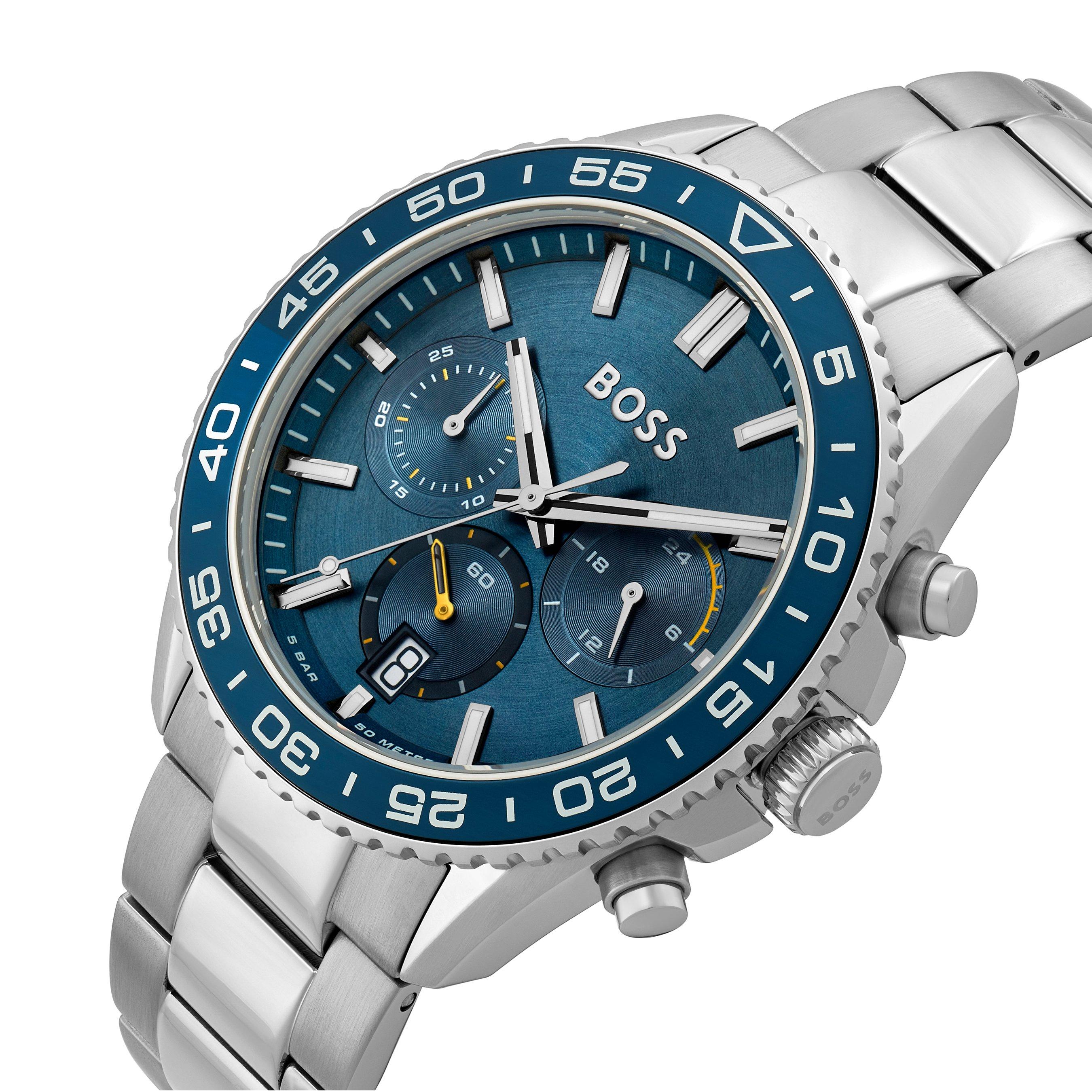 BOSS Runner Chronograph Quartz Men’s Watch 1514143 | 43 mm, Blue Dial ...