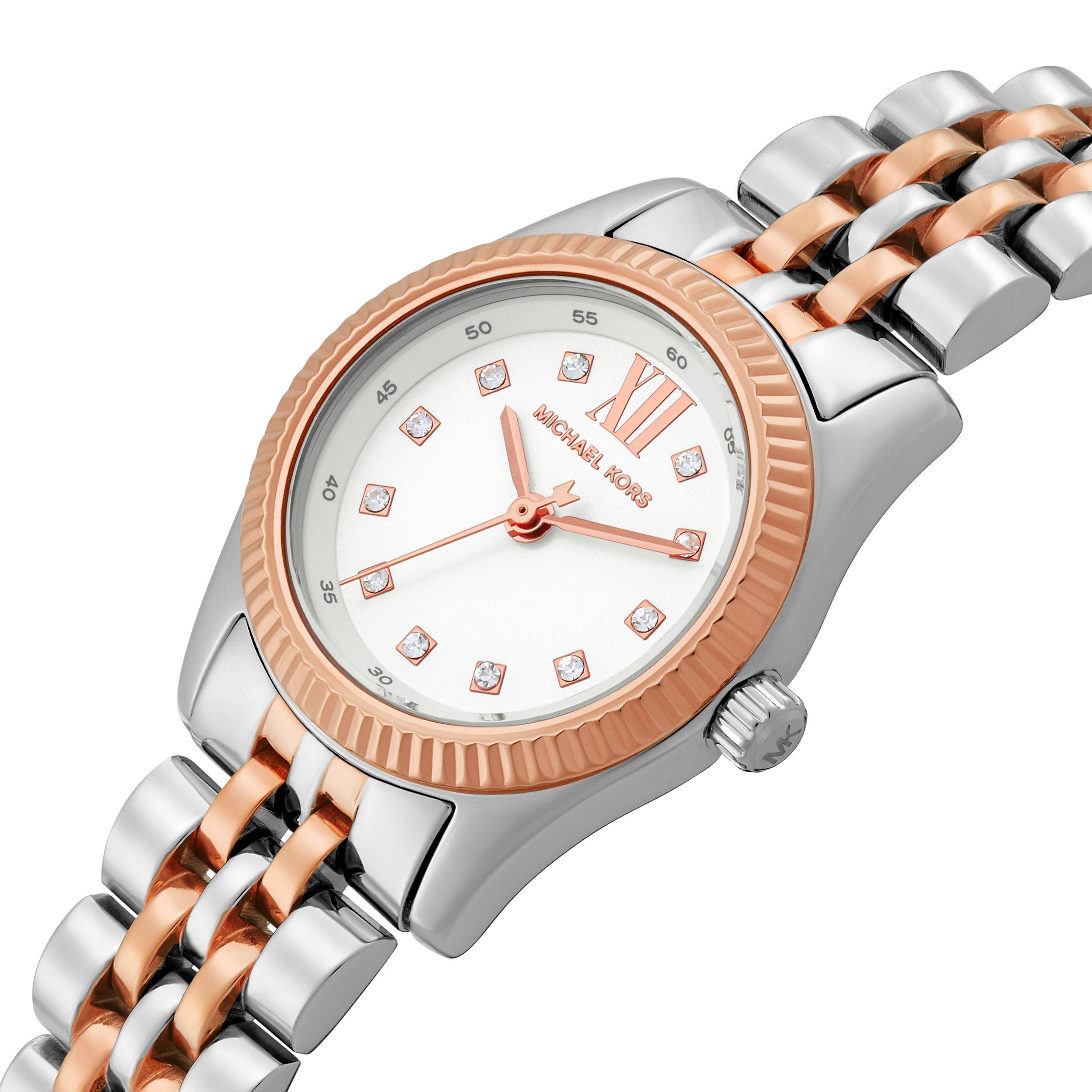 Michael Kors Lexington 26mm Stainless Steel and Rose Gold Tone Ladies Watch and Bracelet Set