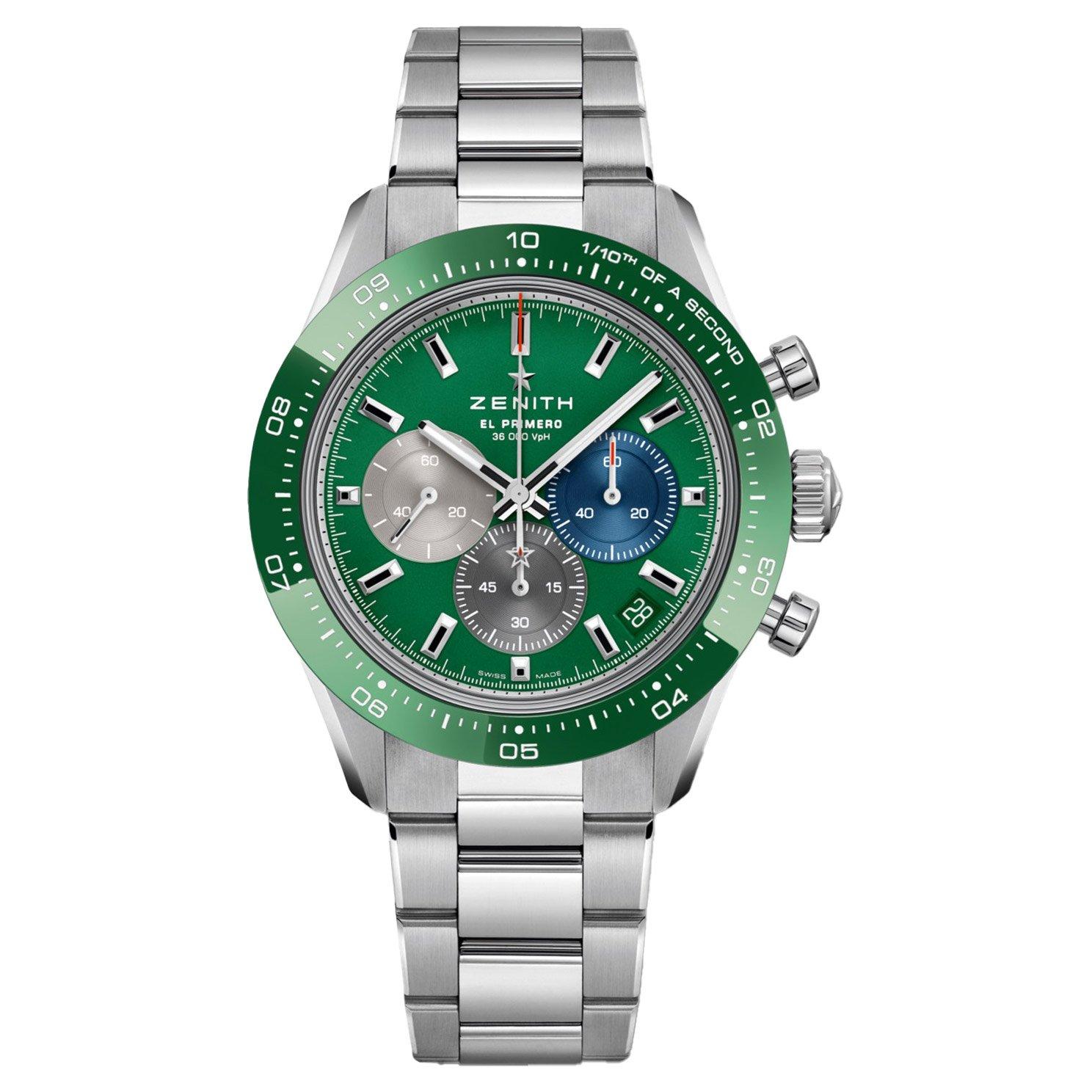 メル75133 ZENITH Chronomaster Sport 41mm Ceramic Green Rubber Strap