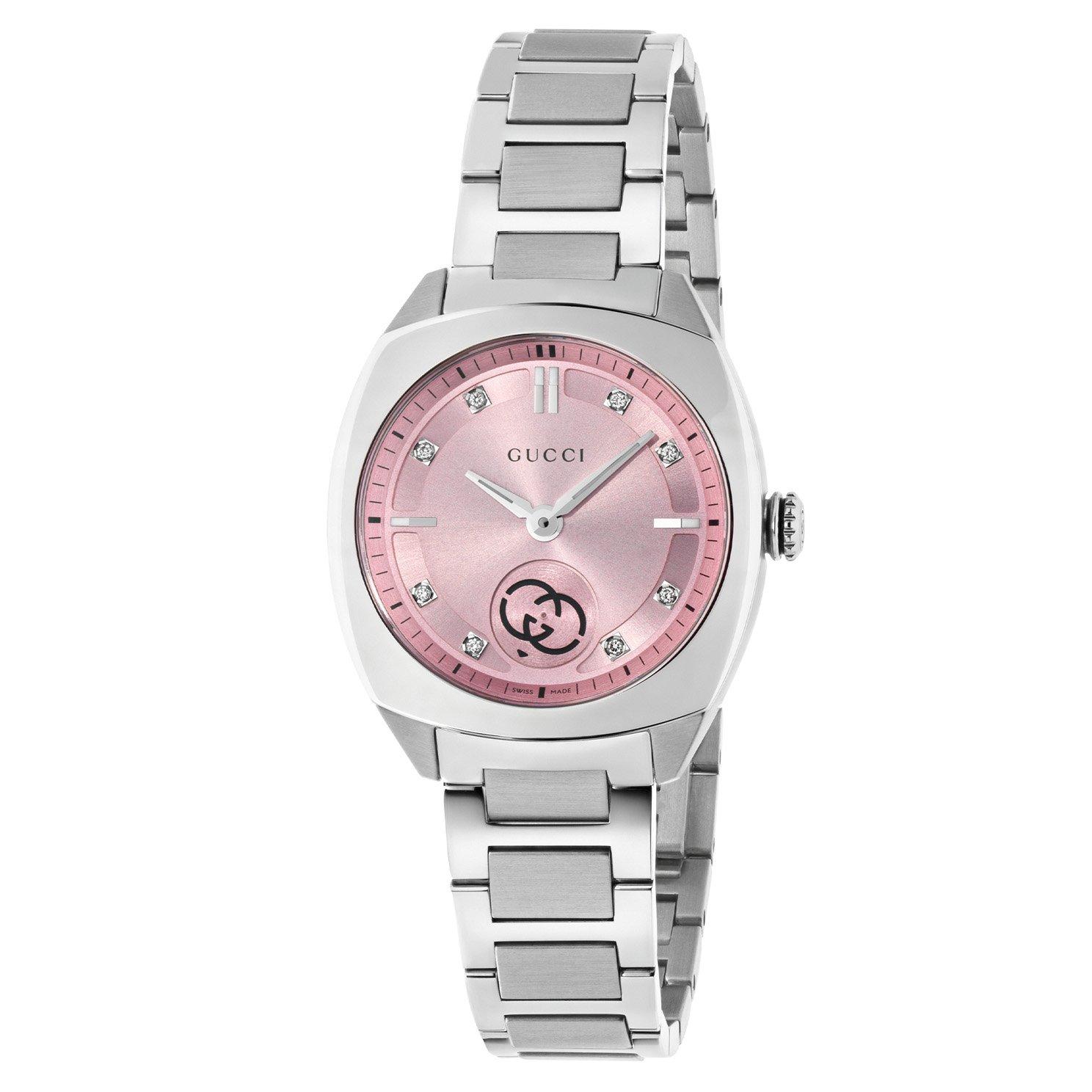 GUCCI 置時計 ブラック/シルバー　201 SWISS MADE クォーツ Gucci Interlocking 29mm Diamond Ladies Watch YA142510 | Silver, 29