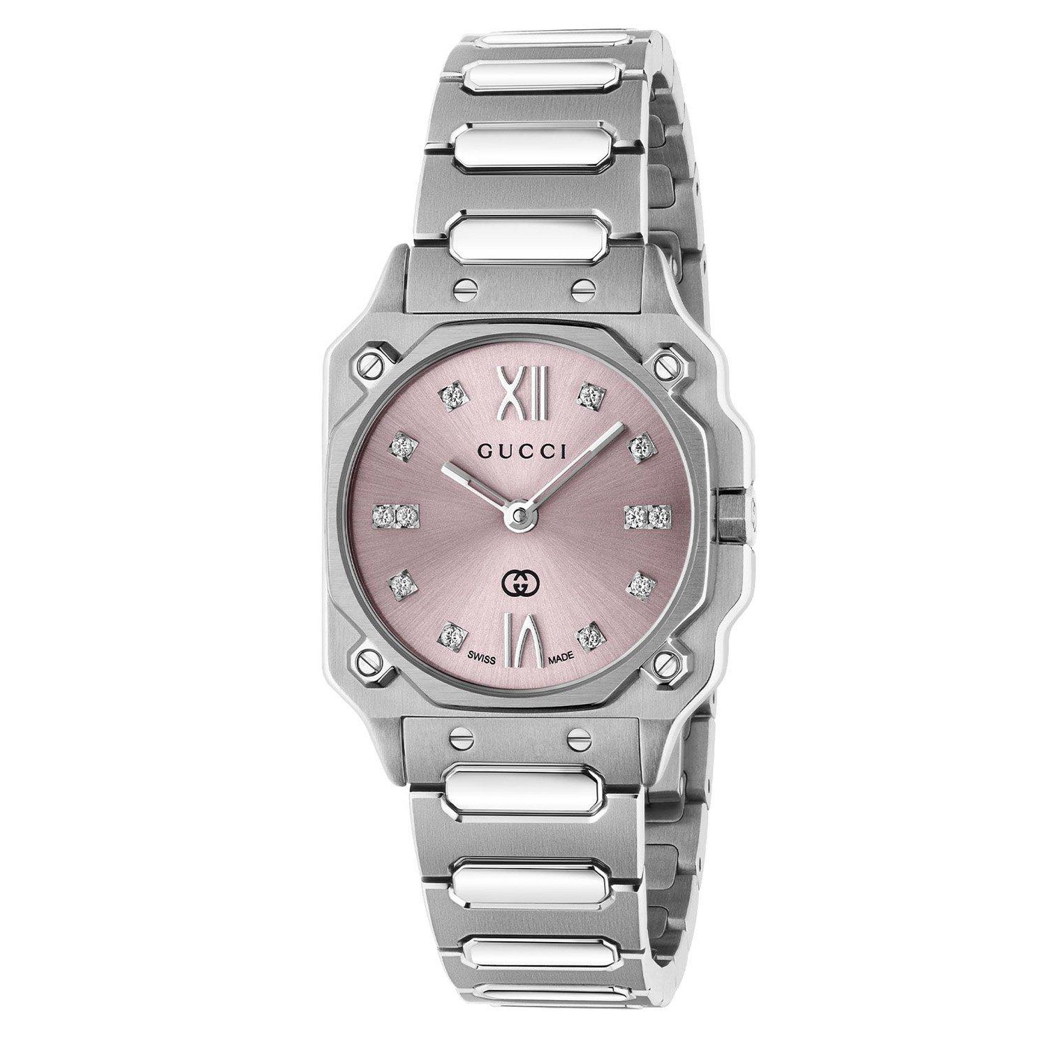 Gucci G-Flat 24mm Diamond Ladies Watch YA166501 | Pink, 24 mm