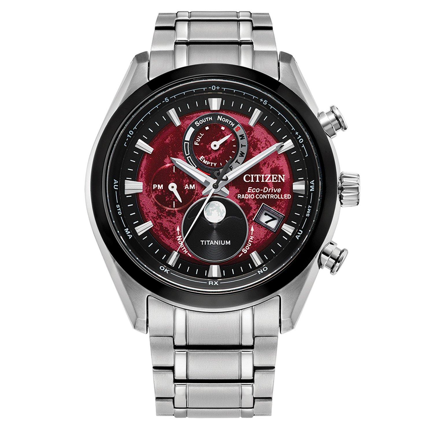 Citizen Moonphase 43mm Titanium Eco Drive Men s Watch BY1018 55X 43 mm Red Dial Beaverbrooks