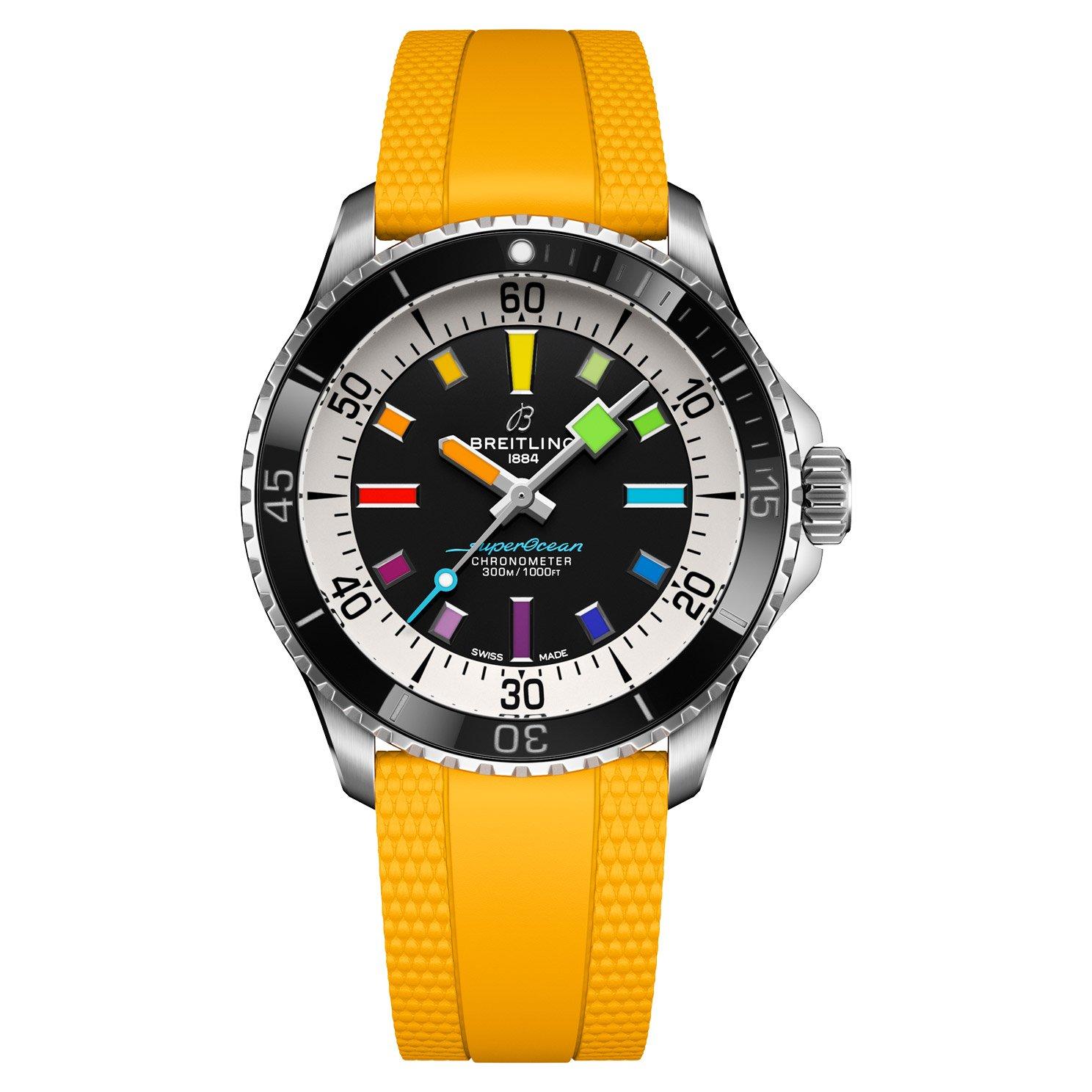 Breitling Superocean Automatic 42mm Yellow Rubber Strap Watch - Main Image