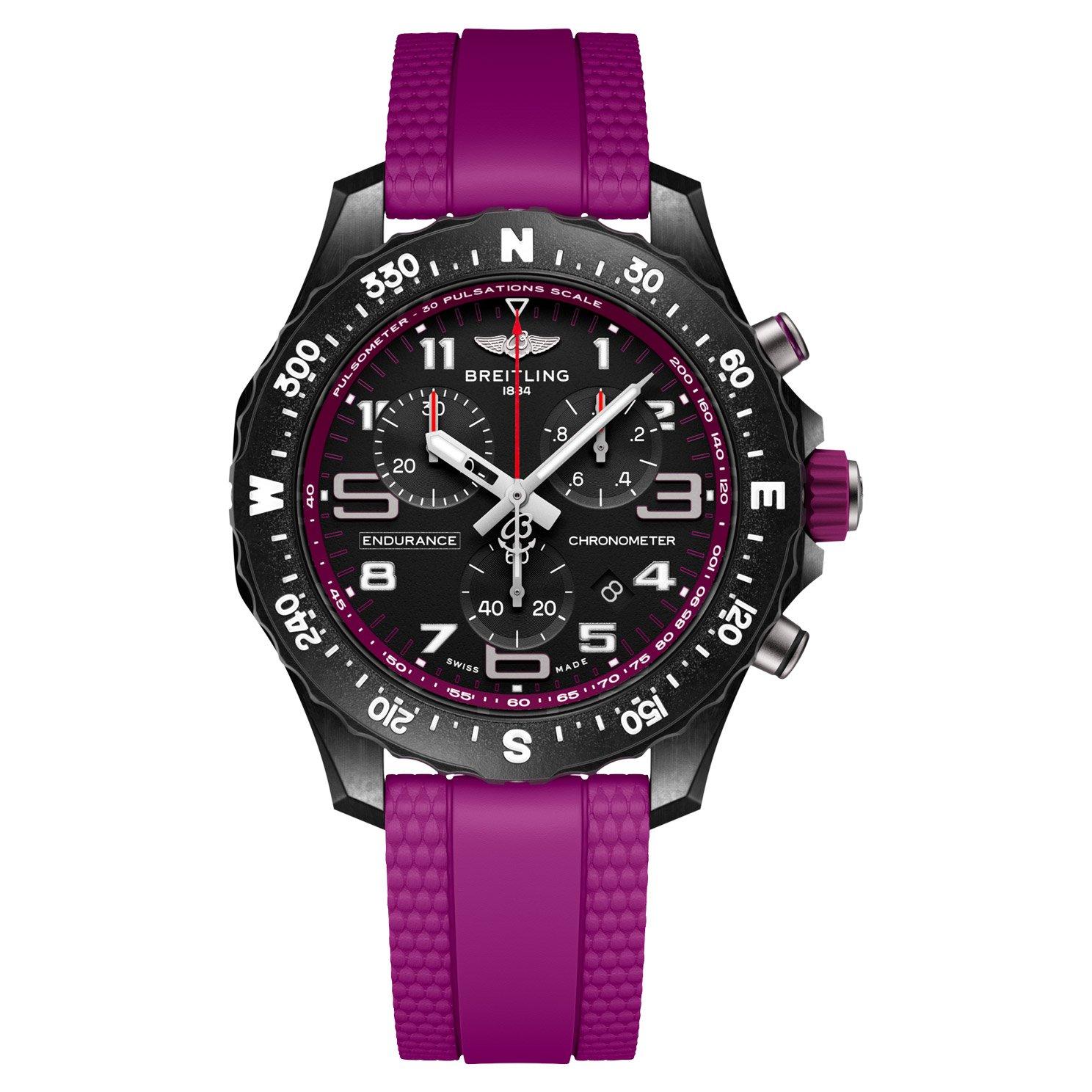 Breitling Endurance Pro 38mm Chronograph Purple Rubber Strap Ladies Watch X83310F61B1S1 38 mm Black Dial Beaverbrooks