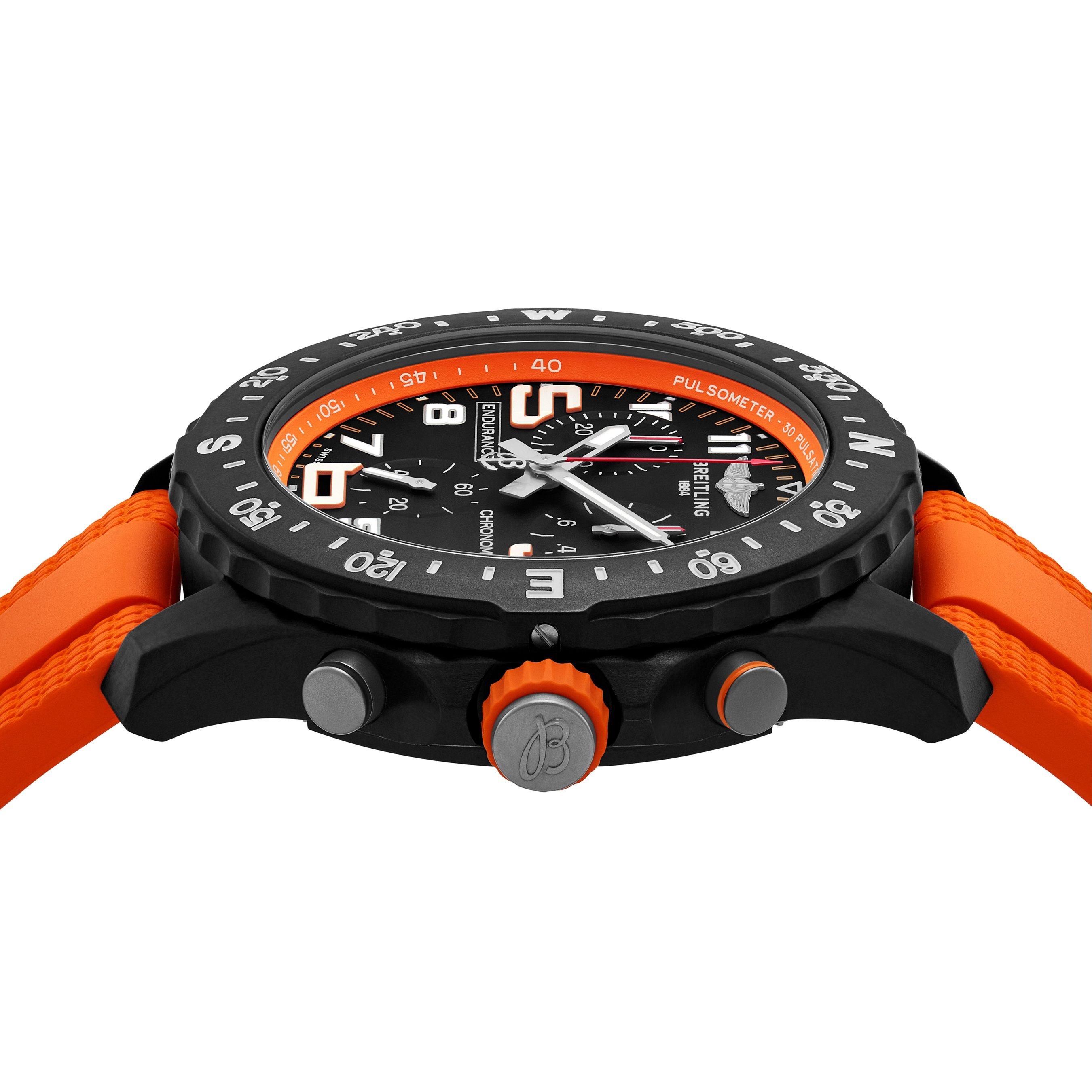 Breitling Endurance Pro 44mm Chronograph Orange Rubber Strap Men's