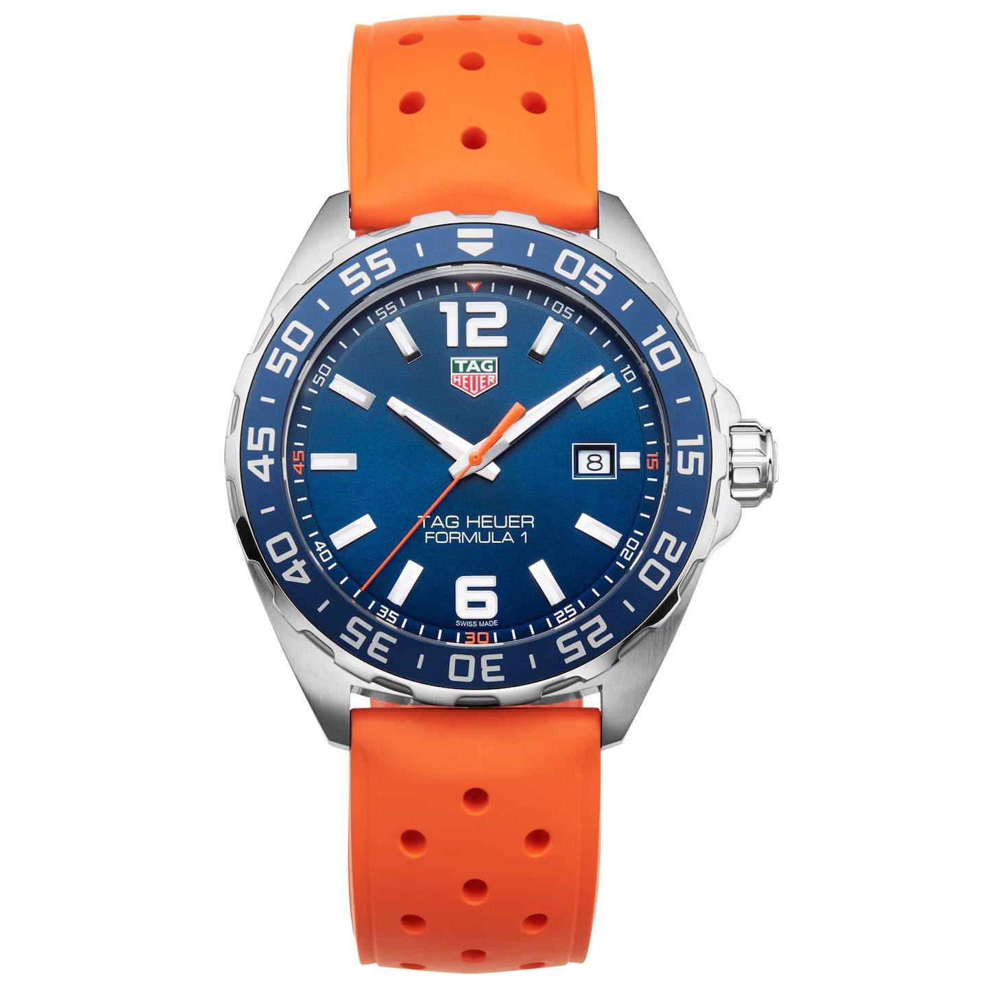TAG Heuer Formula 43mm Orange Rubber Strap Men's Watch WAZ1010