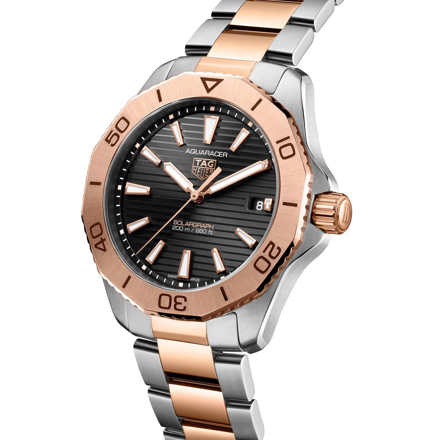 TAG Heuer Aquaracer Professional 200 Solargraph 40mm 18K Rose Gold Men ...