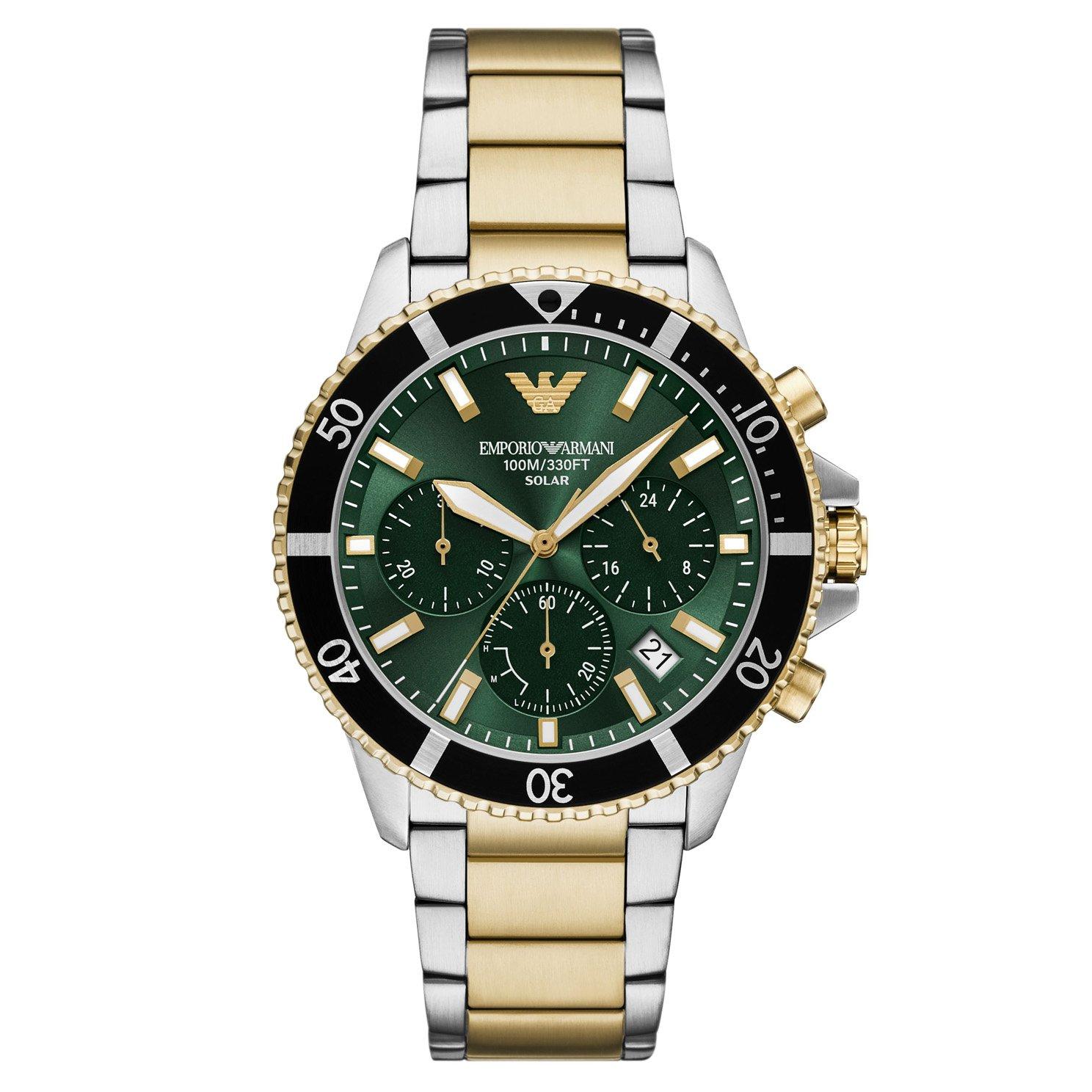 Emporio Armani 43.5mm Stainless Steel and Yellow Gold Tone Chronograph Men’s Watch