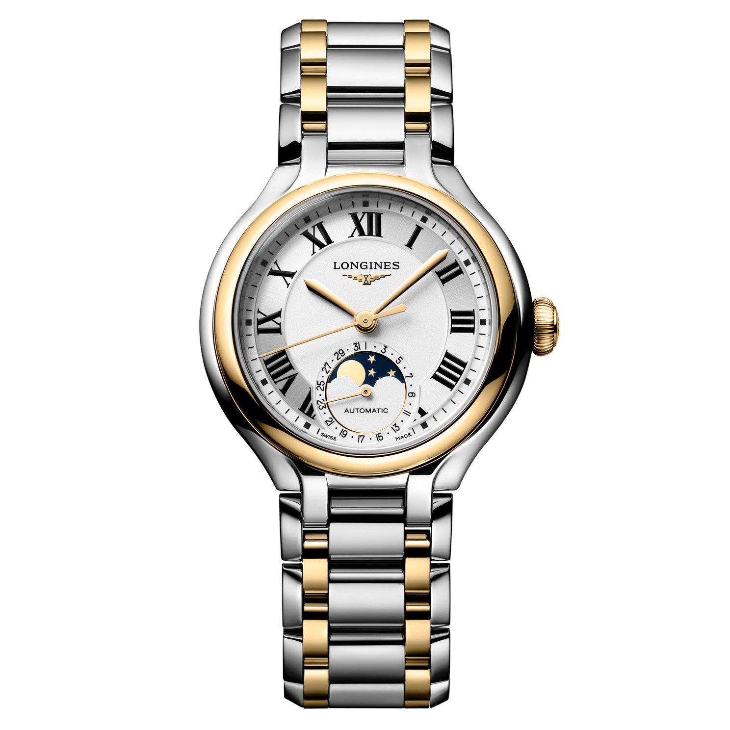 Longines Primaluna Moonphase 34mm Stainless Steel and 18K Yellow Gold Automatic Ladies Watch