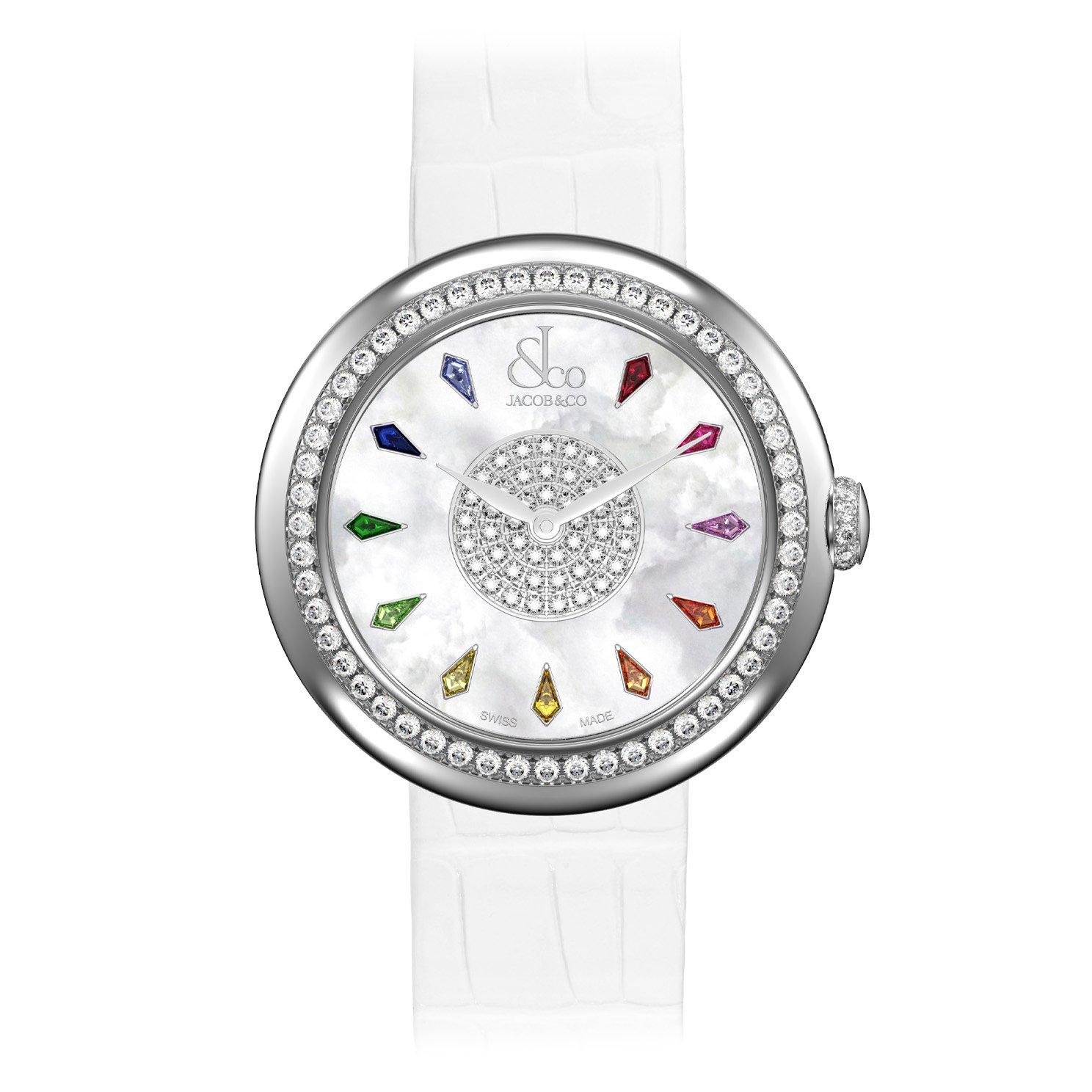 Jacob & Co. Brilliant 34mm Diamond and Sapphire Mother of Pearl Ladies Watch