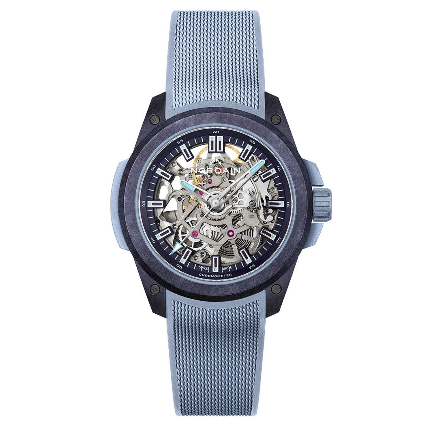 NORQAIN Limited Edition Wild ONE Skeleton 39mm Mint Rubber Strap