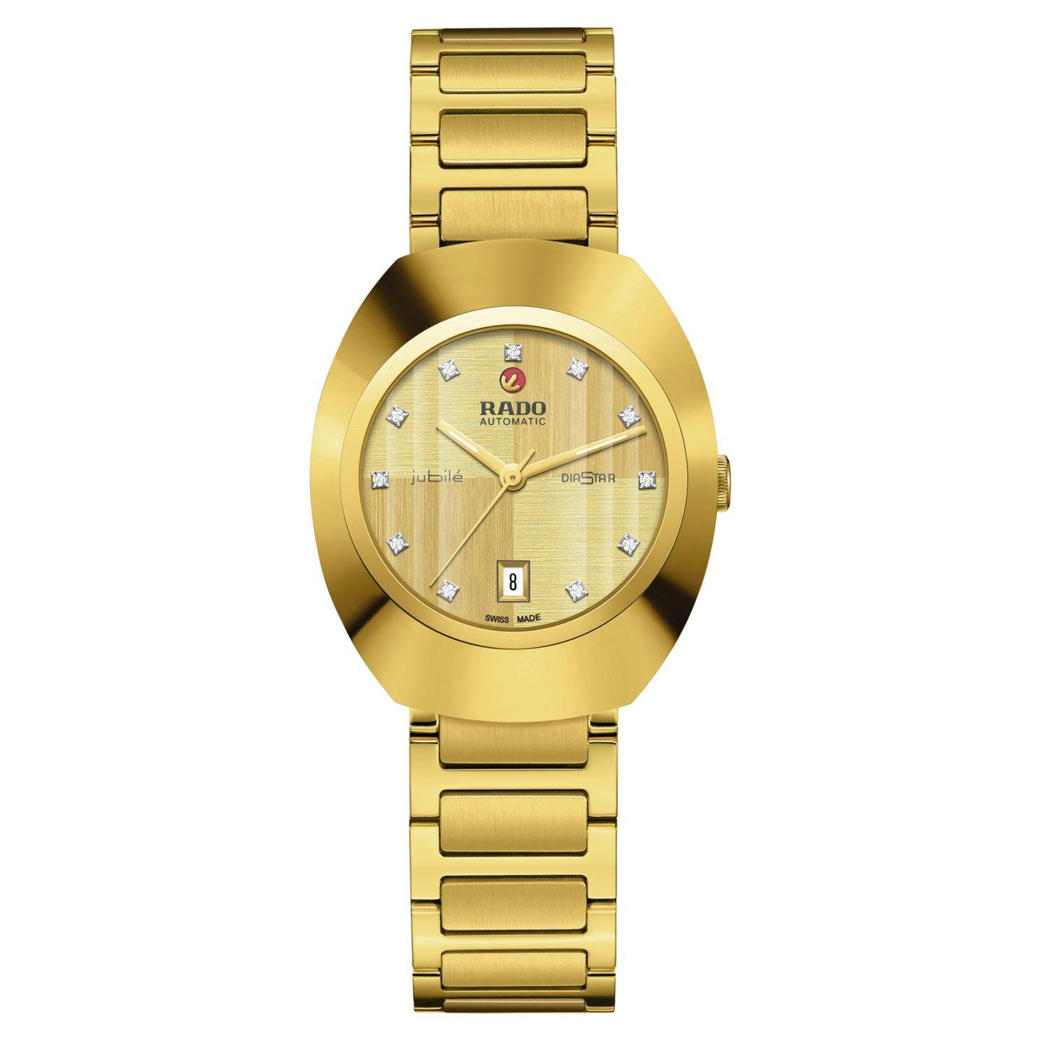 Rado Diastar Original 30mm Yellow Gold Plated Diamond Automatic Ladies Watch