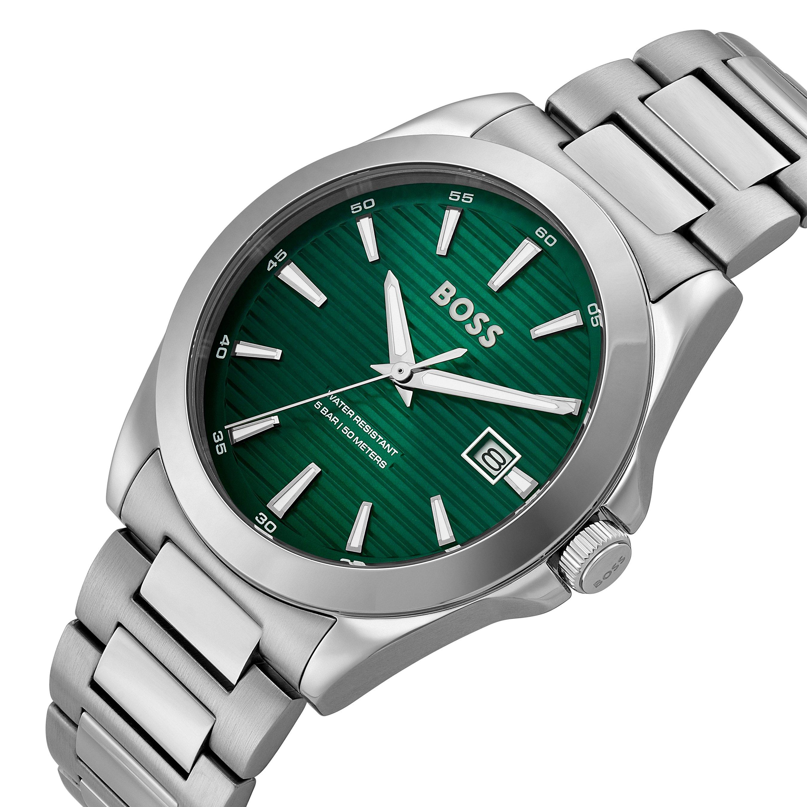 BOSS Exclusive Strike 41mm Stainless Steel Men’s Watch and Cardholder ...