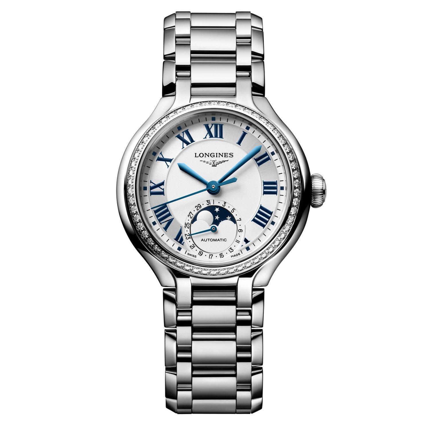 Longines Primaluna 34mm Moonphase Diamond Automatic Ladies Watch