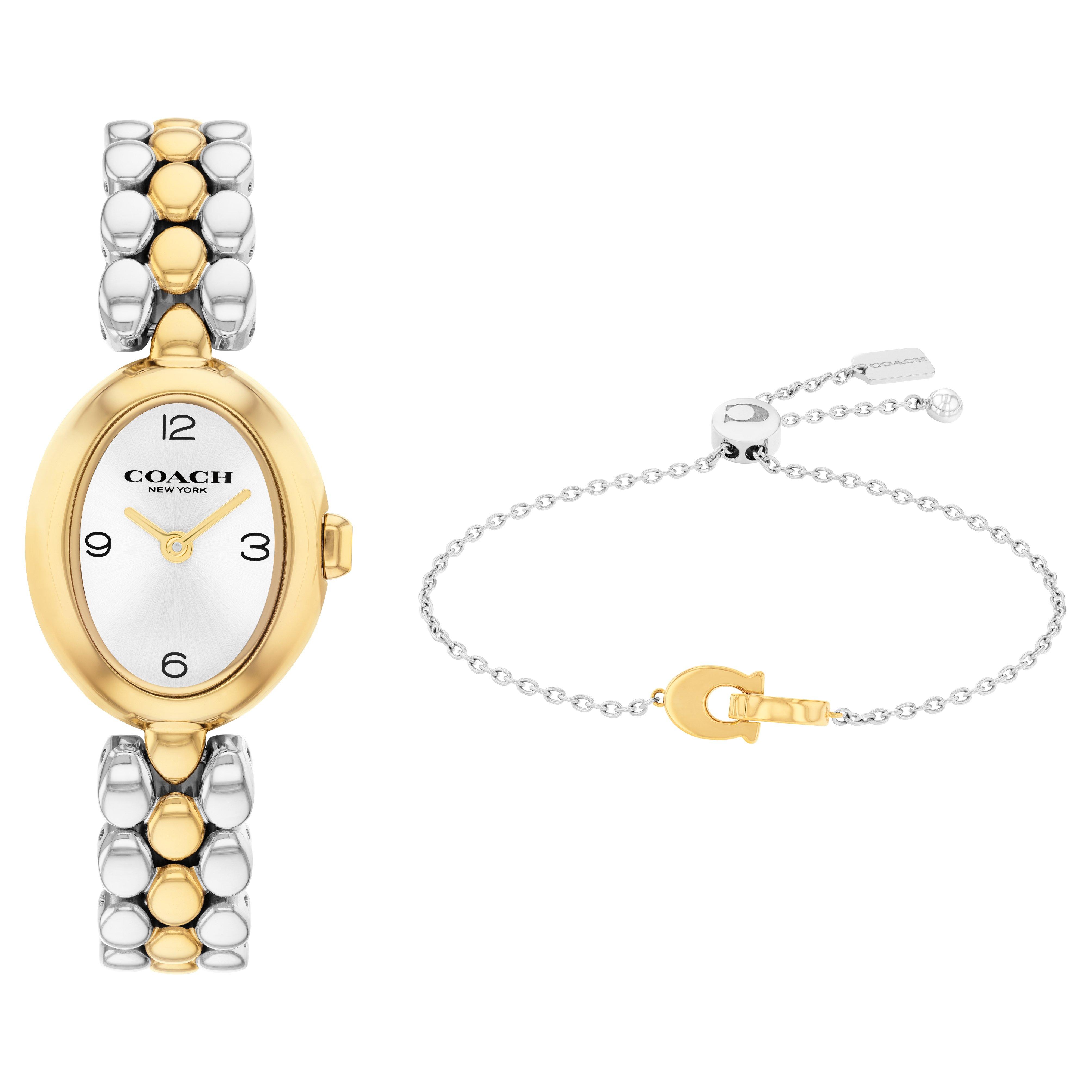 Coach Sammy 22.5mm Stainless Steel and Yellow Gold Tone Ladies Watch and Bracelet Gift Set