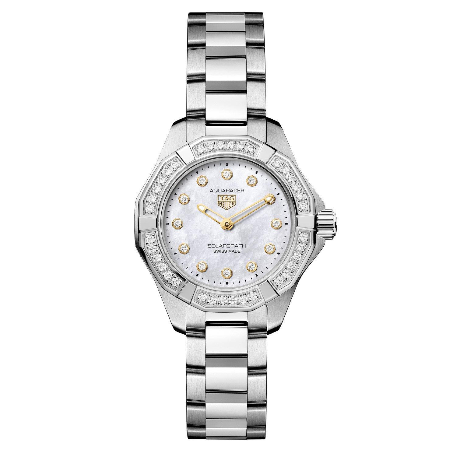 TAG Heuer Aquaracer 28mm Diamond Mother of Pearl Solargraph Ladies Watch