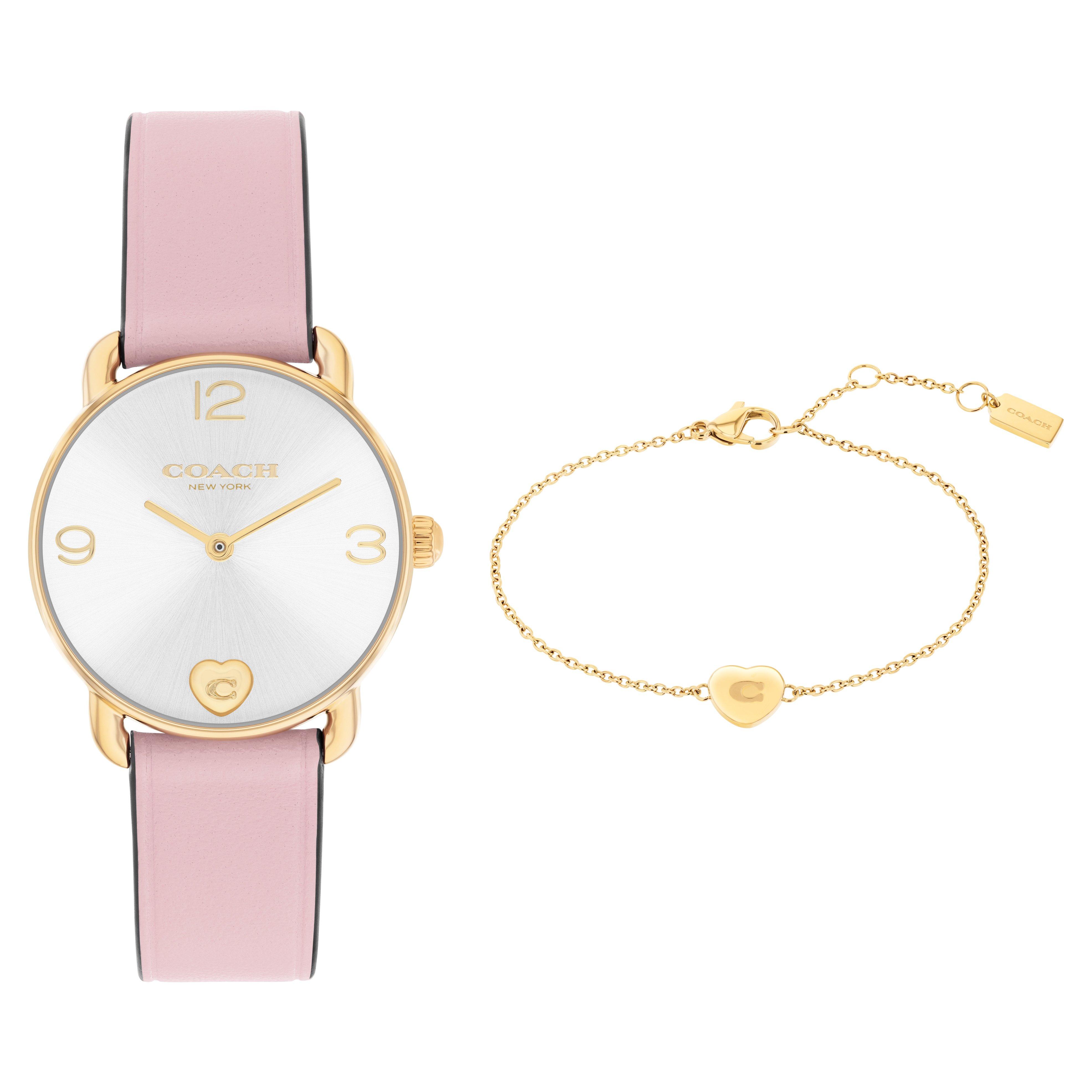 Coach Elliot 28mm Yellow Gold Tone Watch and Bracelet Set