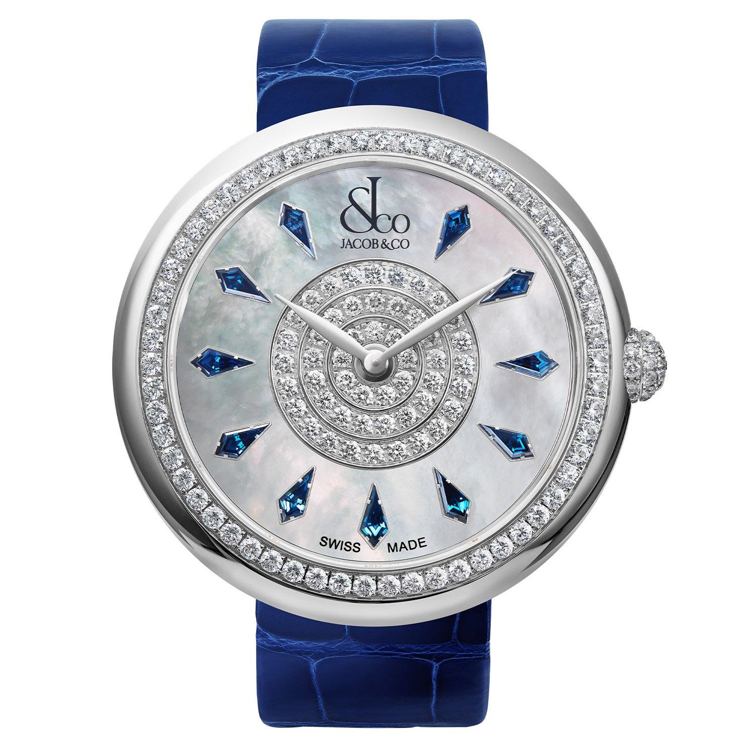 Jacob & Co. Limited Edition Brilliant 38mm Diamond and Sapphire Mother of Pearl Ladies Watch